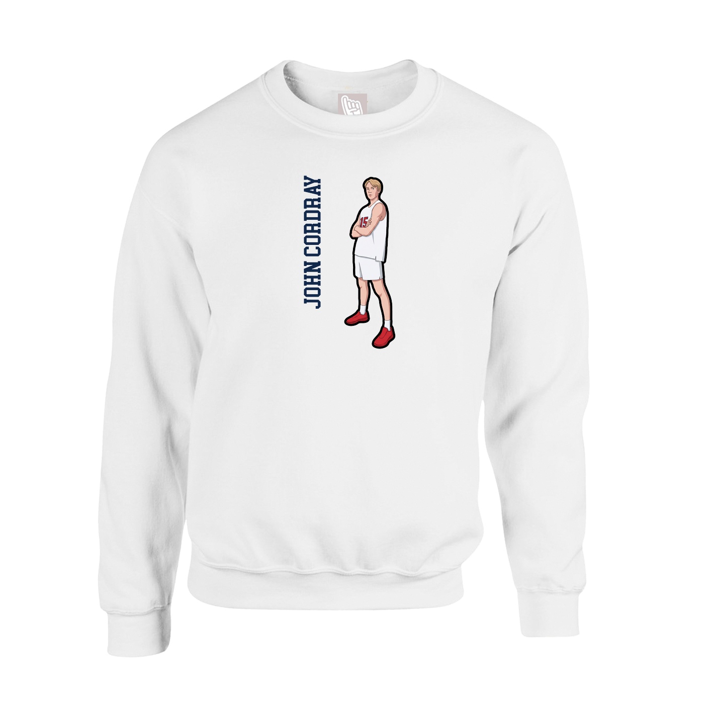 Fleece Crew — Name Vertical in White