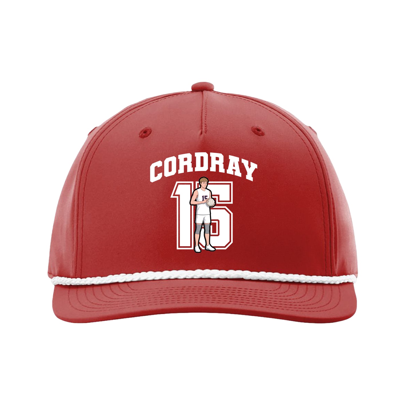 Five-Panel Classic Rope Cap — Number in Red
