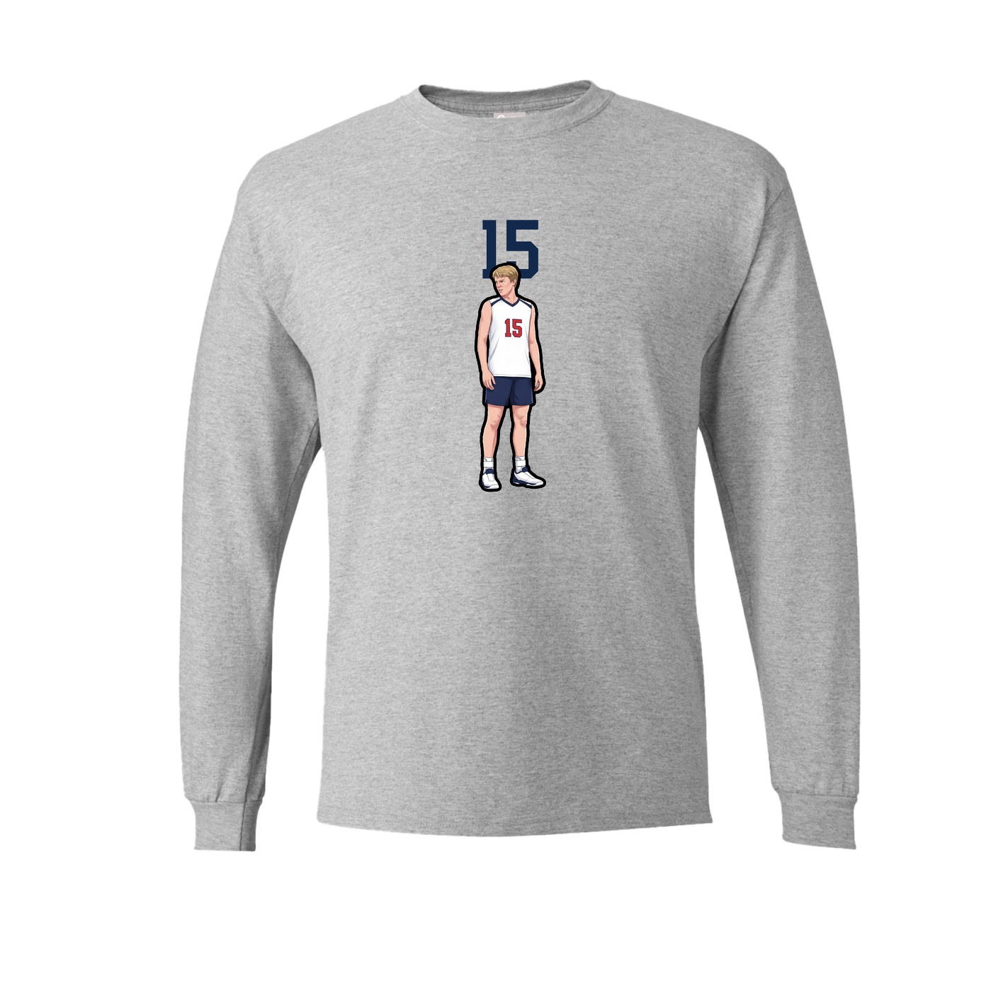 Long Sleeve Tee — Number Top in Grey