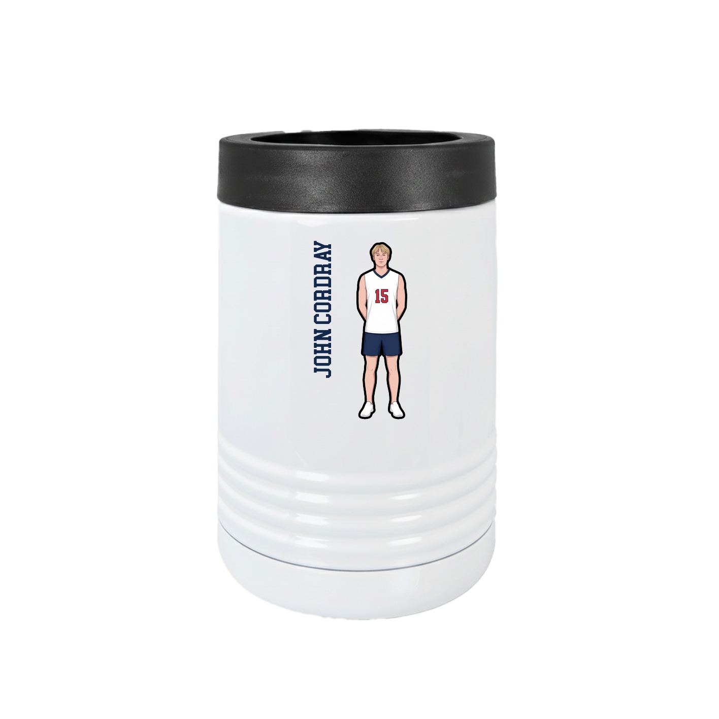 Beverage Holder — Name Vertical in White