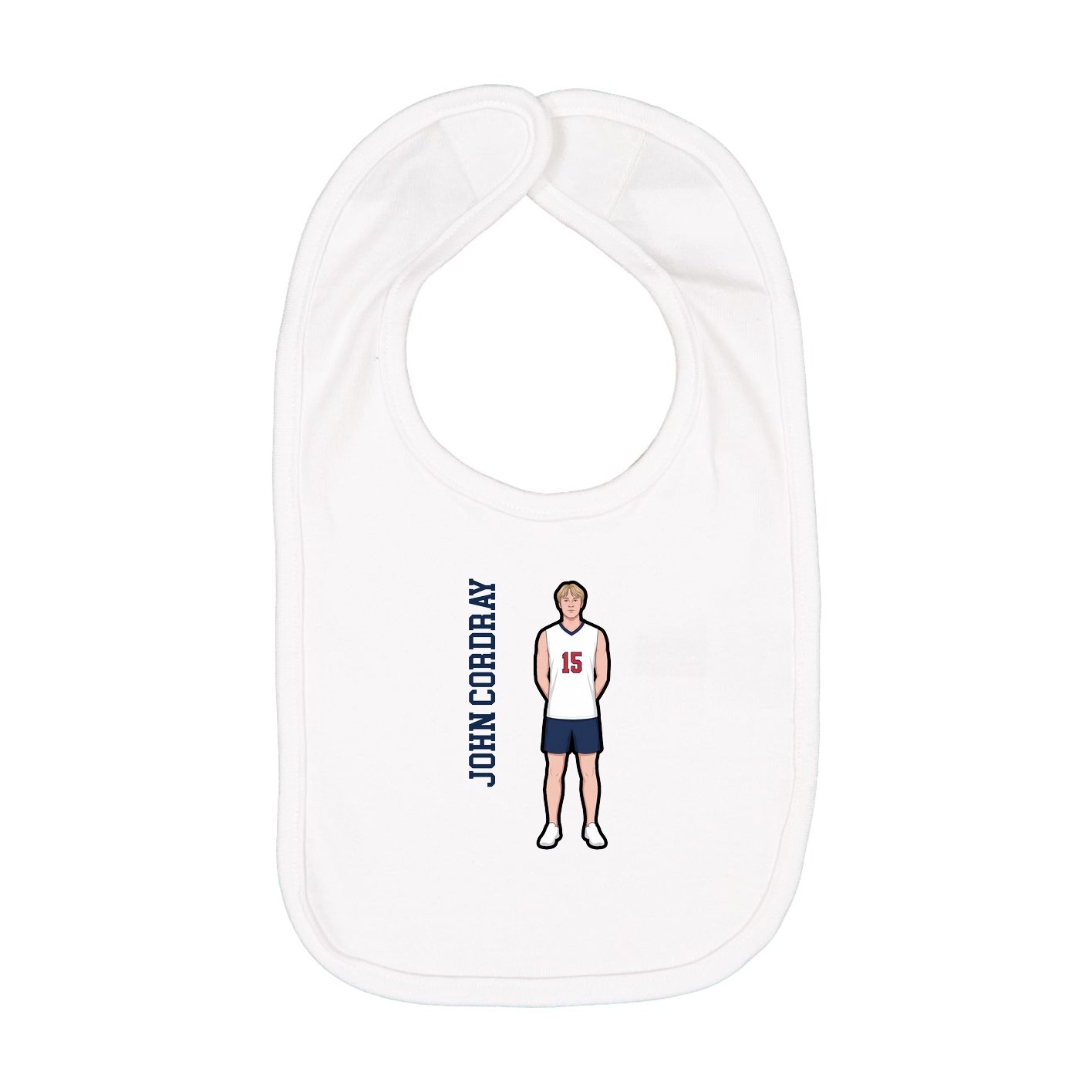Infant Bib — Name Vertical in White