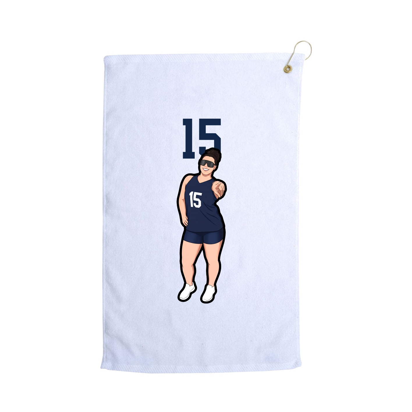 Golf Towel — Number Top in White