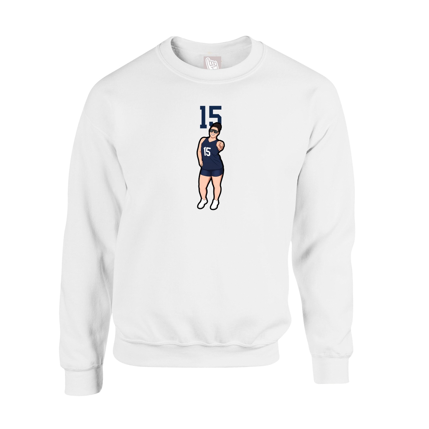 Fleece Crew — Number Top in White