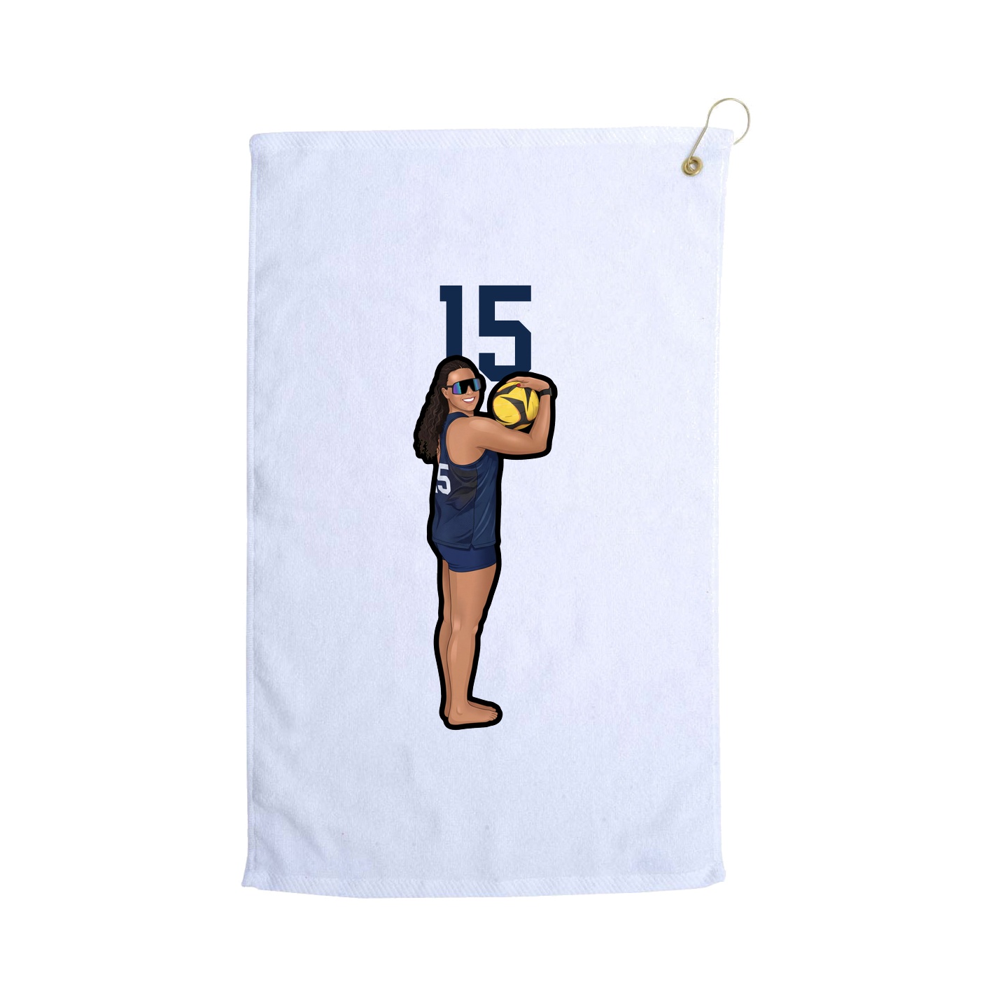 Golf Towel — Number Top in White