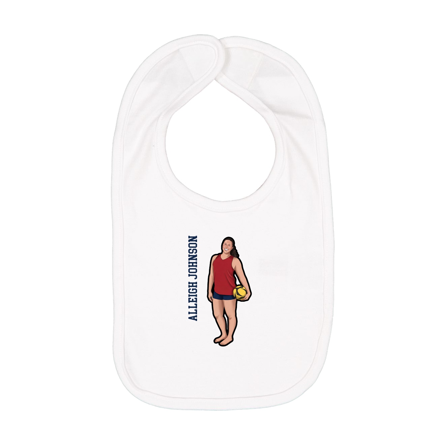 Infant Bib — Name Vertical in White