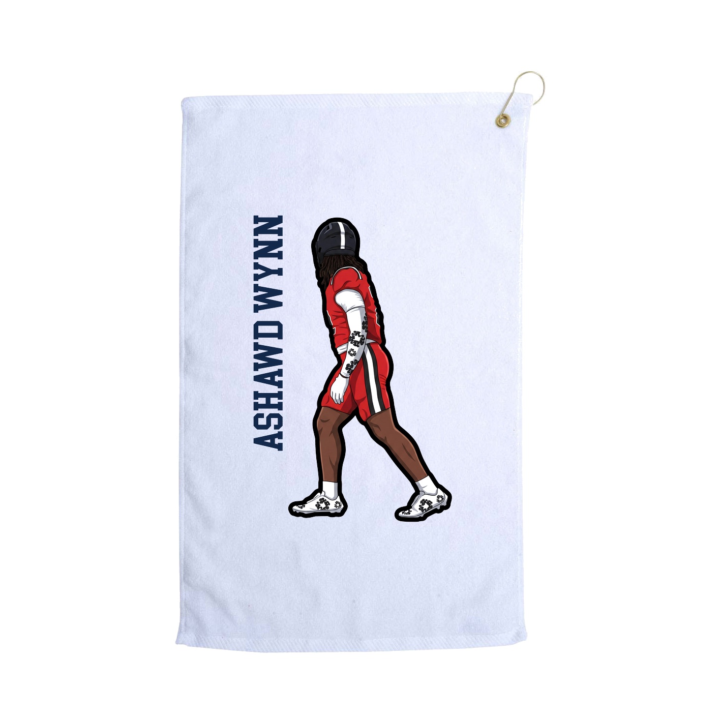 Golf Towel — Name Vertical in White