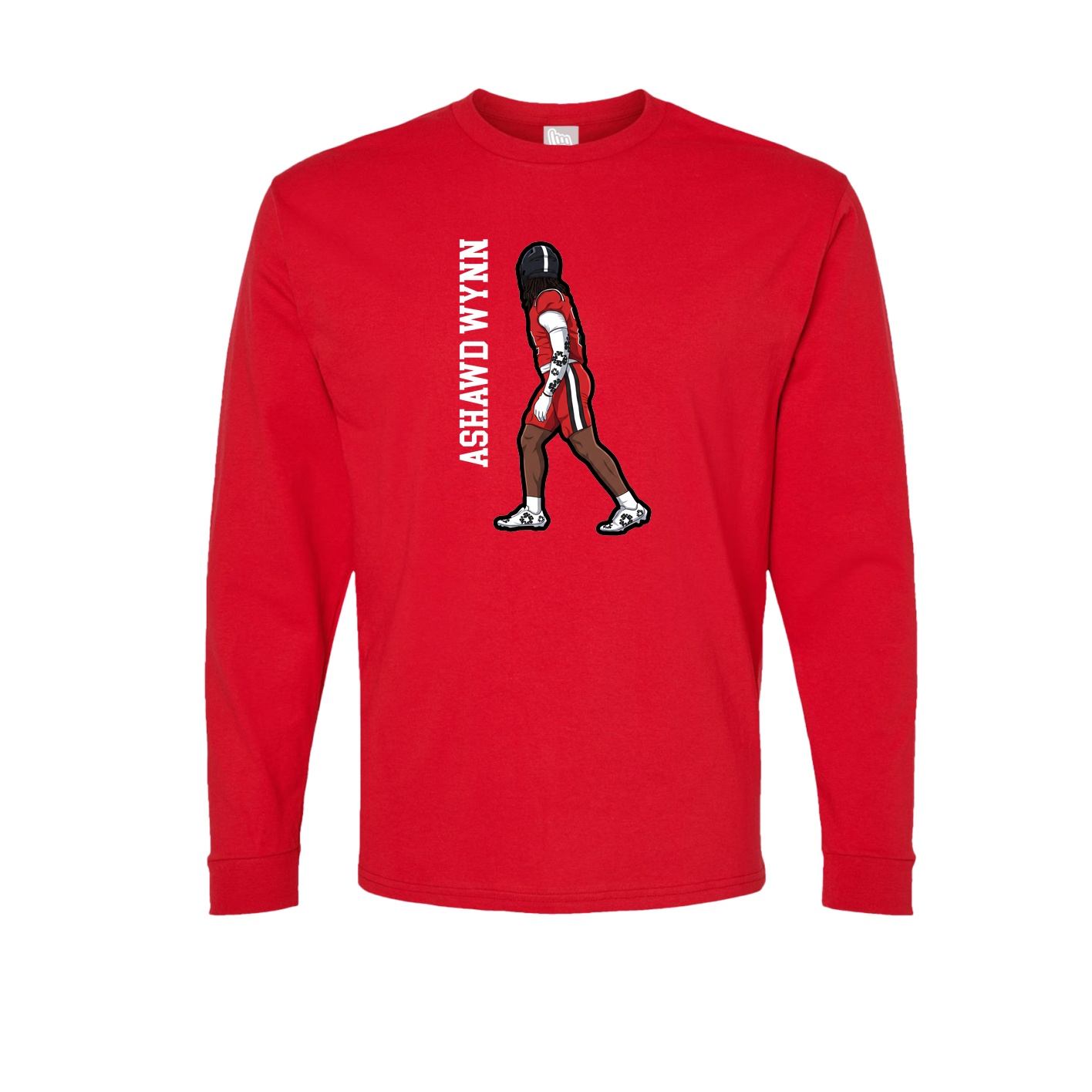 Long Sleeve Tee — Name Vertical in Red