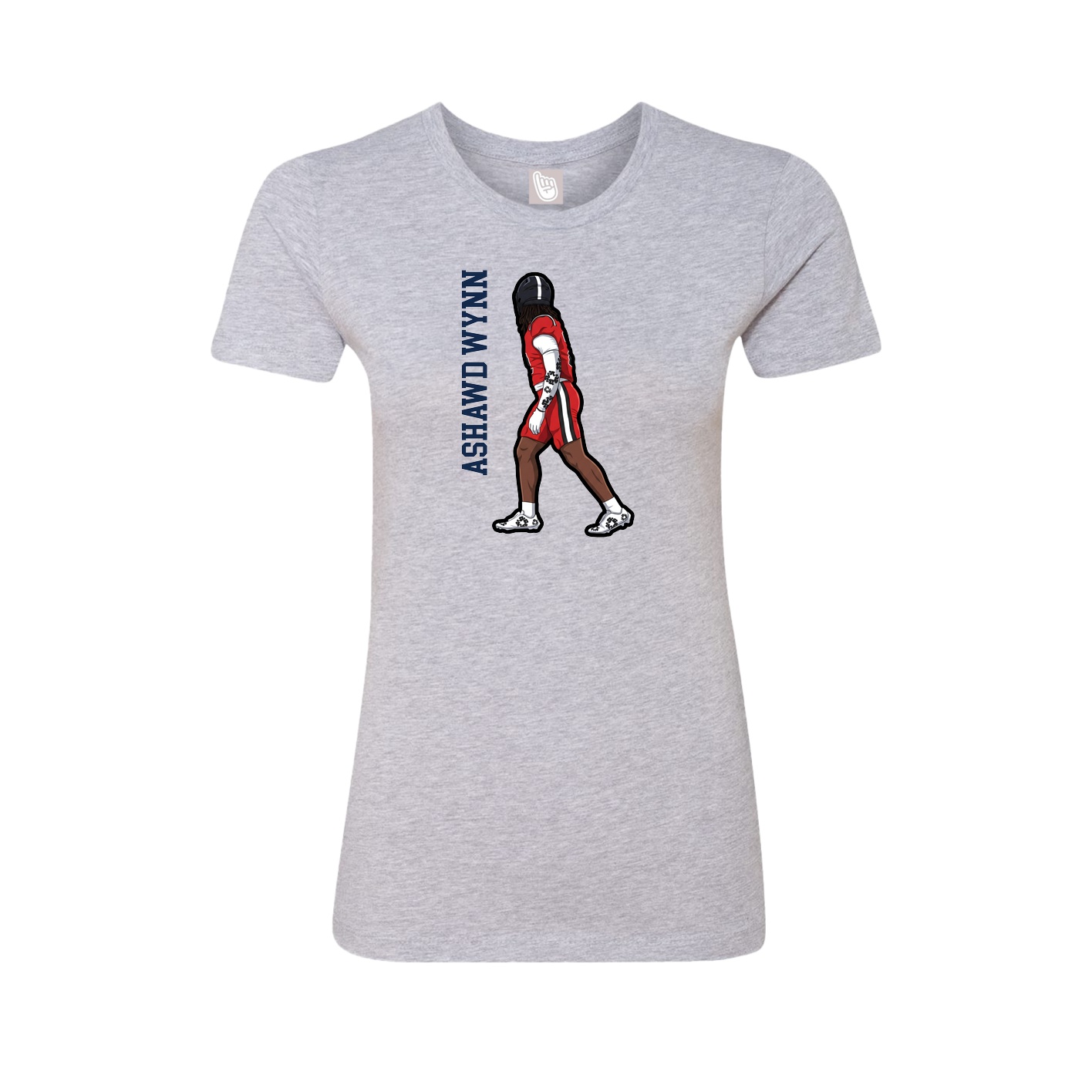 Womens Tee — Name Vertical in Grey