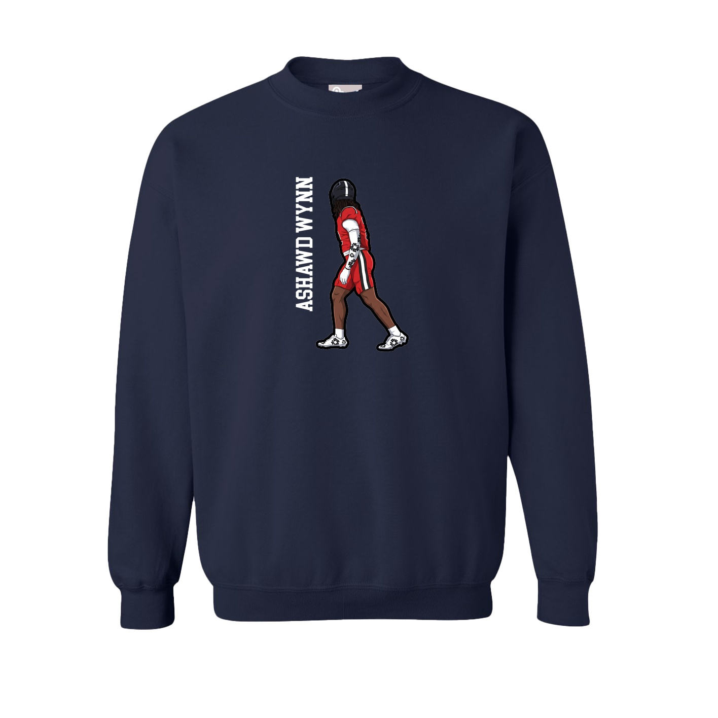 Fleece Crew — Name Vertical in Navy