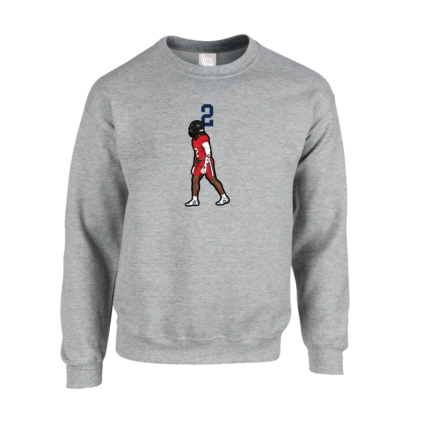 Fleece Crew — Number Top in Grey