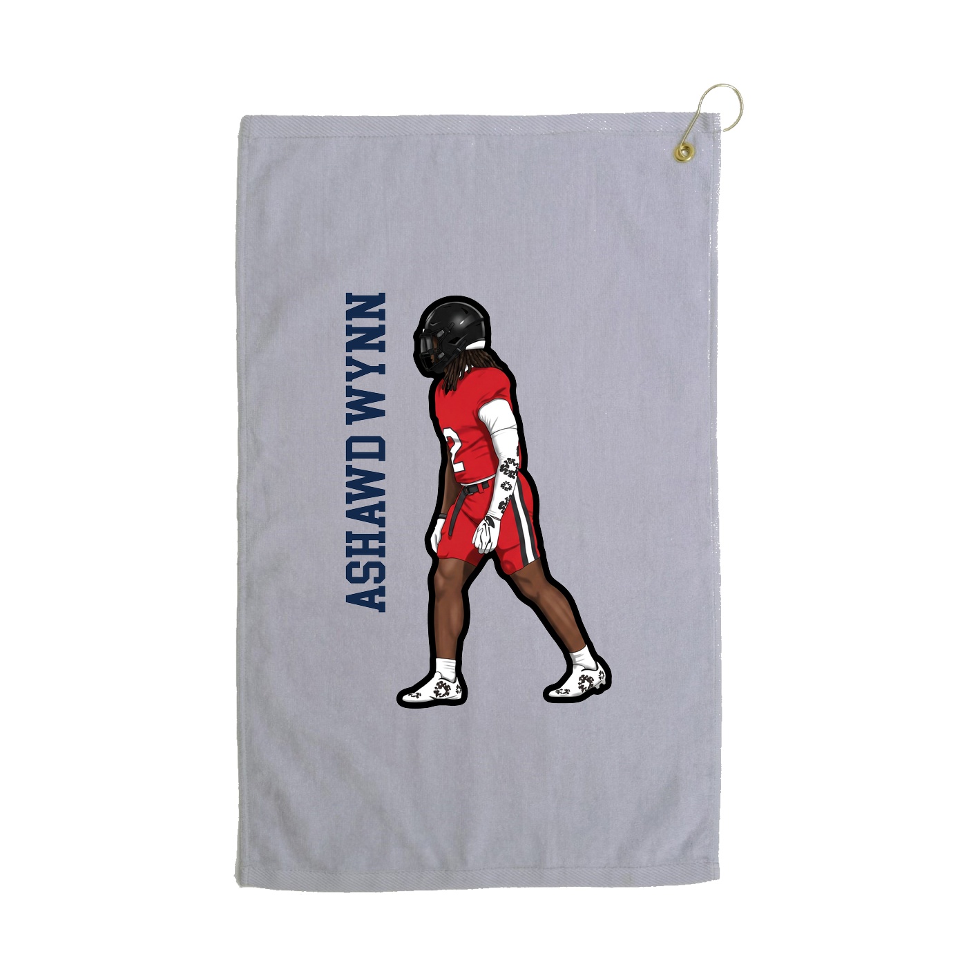Golf Towel — Name Vertical in Grey