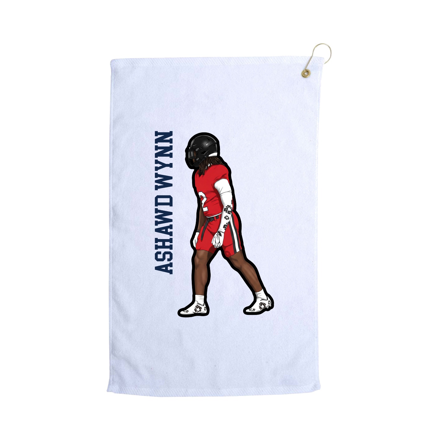 Golf Towel — Name Vertical in White