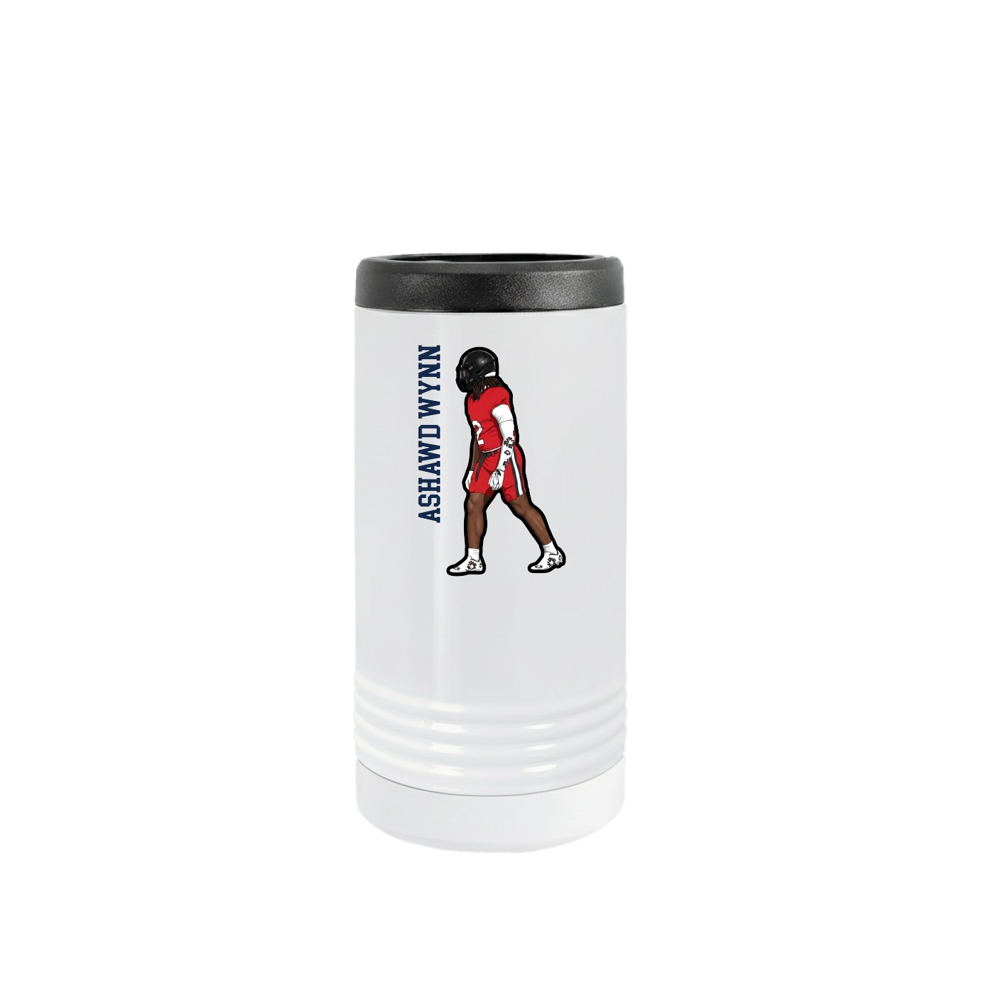 Slim Beverage Holder — Name Vertical in White