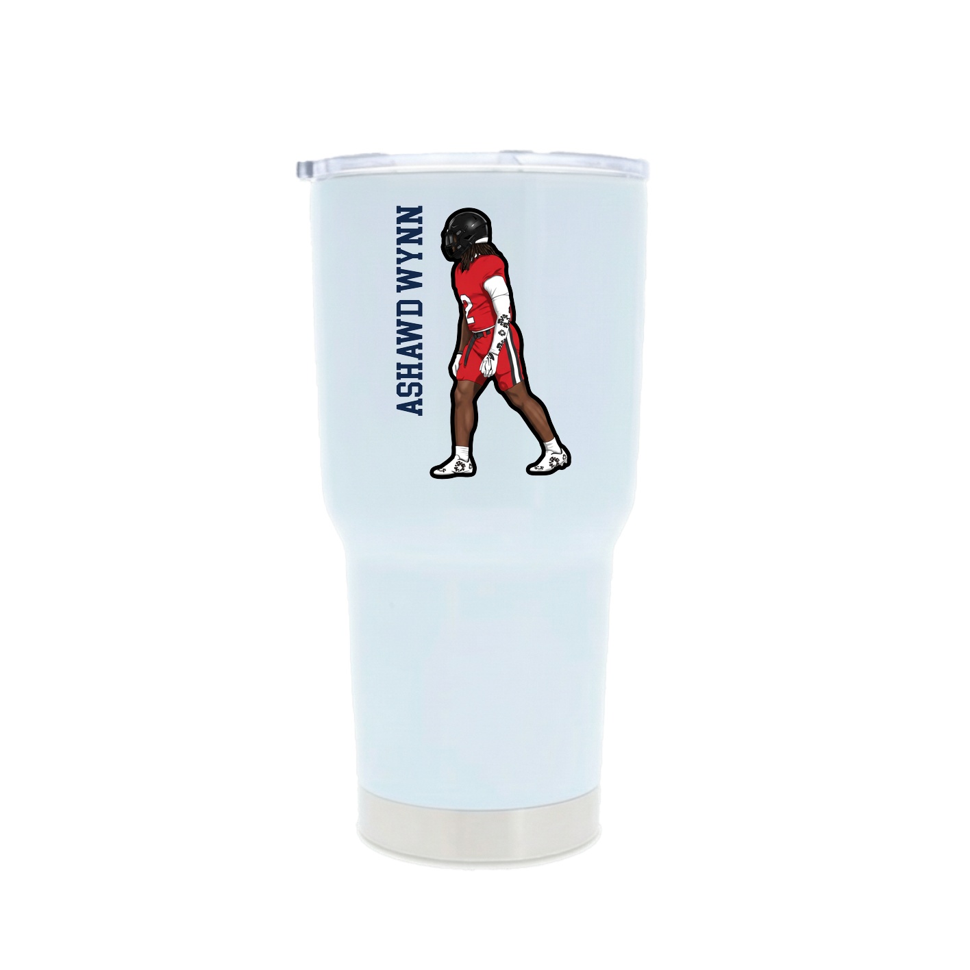 30oz Stainless Steel Tumbler — Name Vertical in White