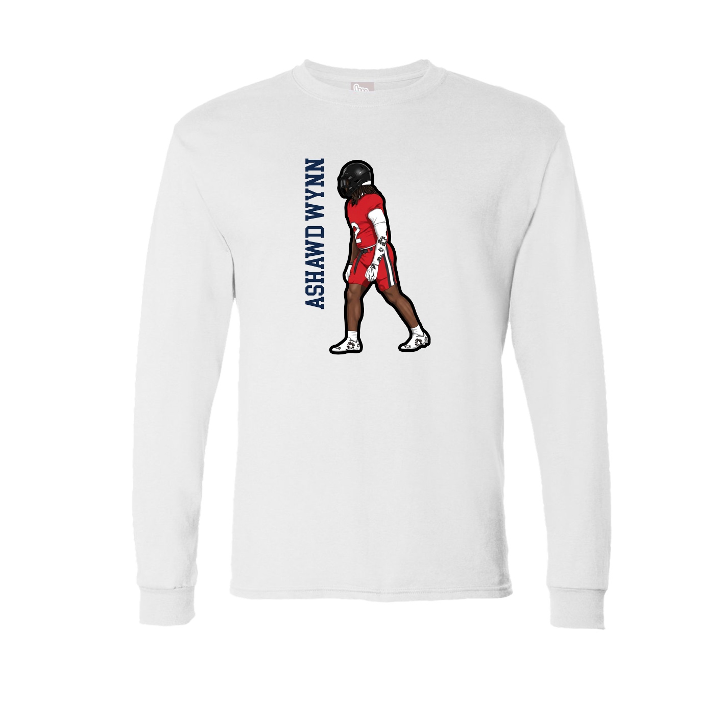 Long Sleeve Tee — Name Vertical in White