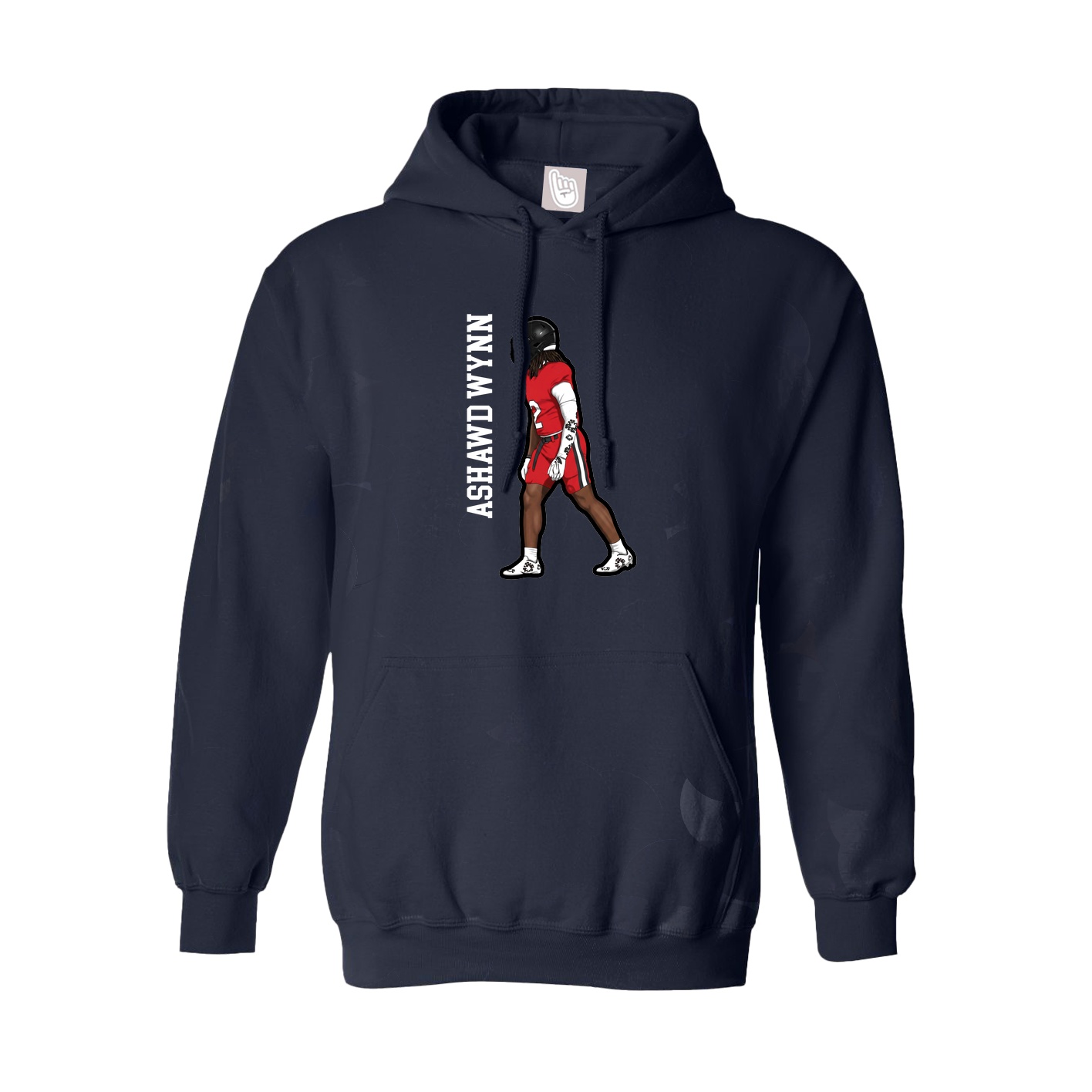 Hoodie — Name Vertical in Navy
