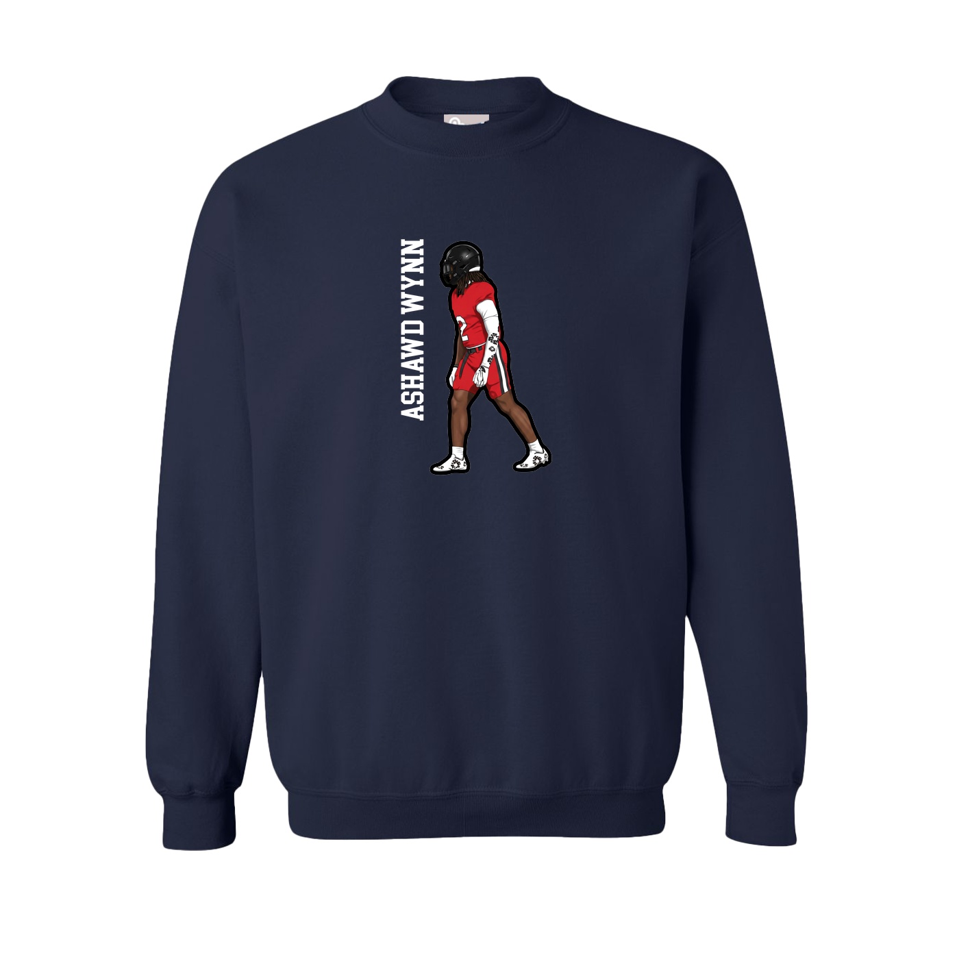 Fleece Crew — Name Vertical in Navy