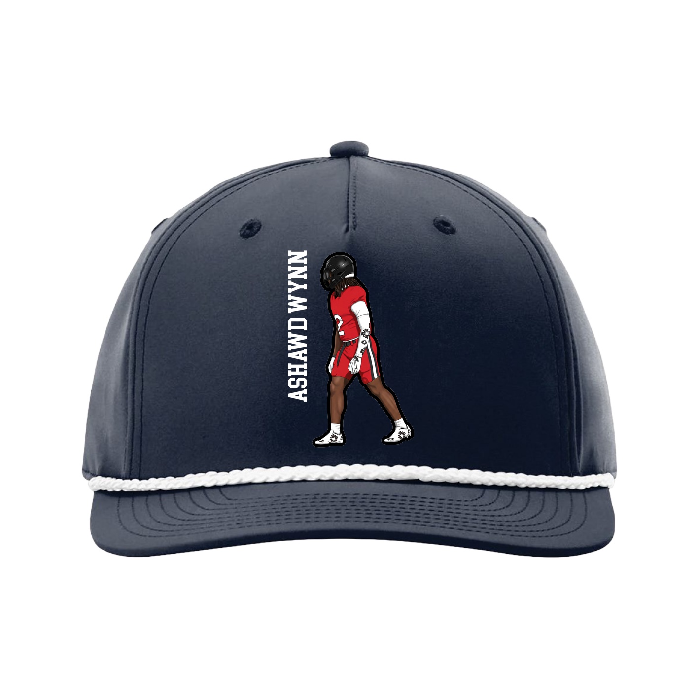 Five-Panel Classic Rope Cap — Name Vertical in Navy