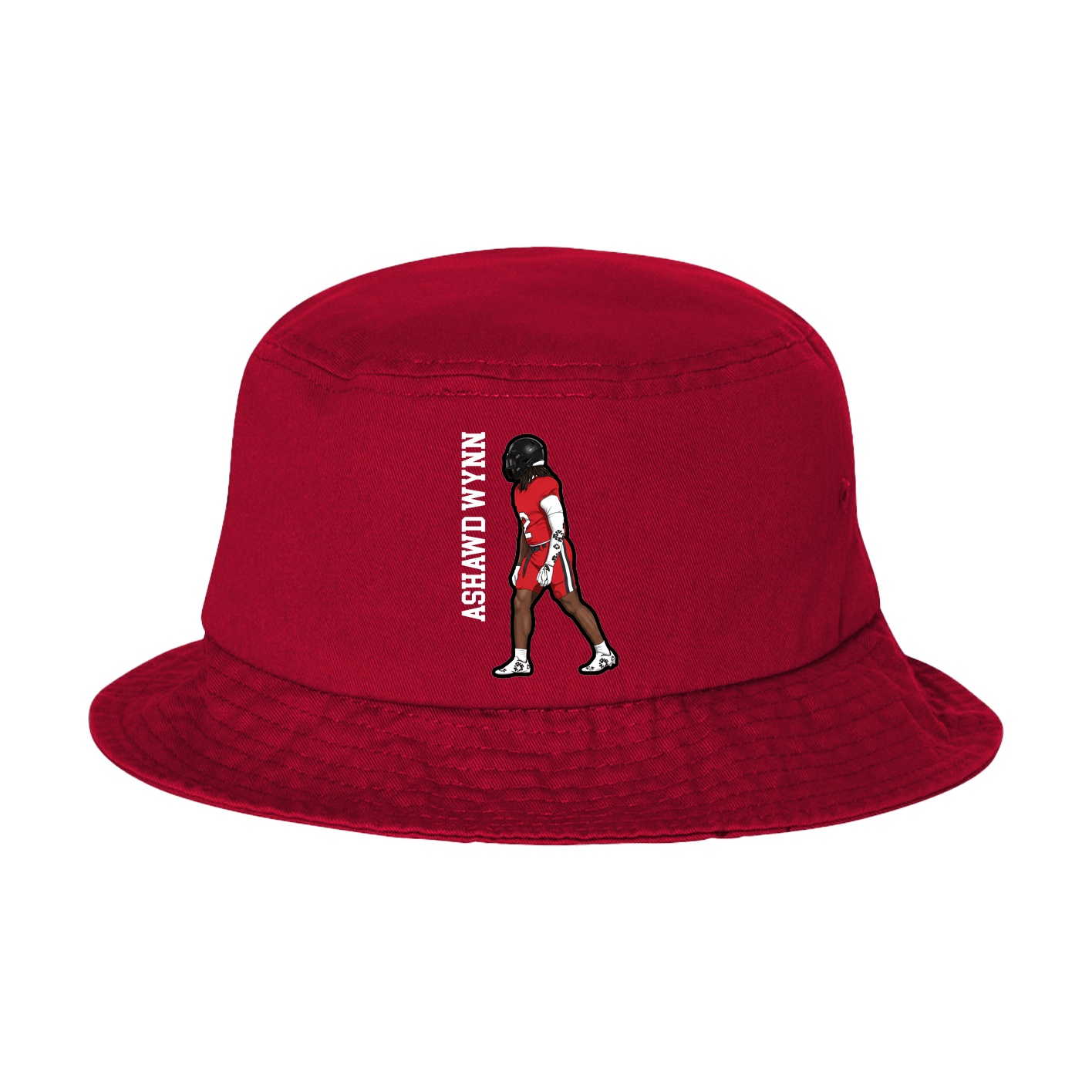 Bucket Cap — Name Vertical in Red