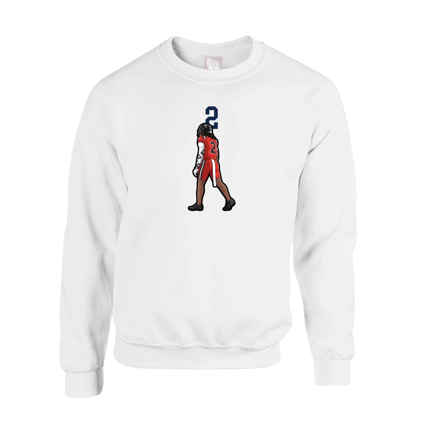 Fleece Crew — Number Top in White