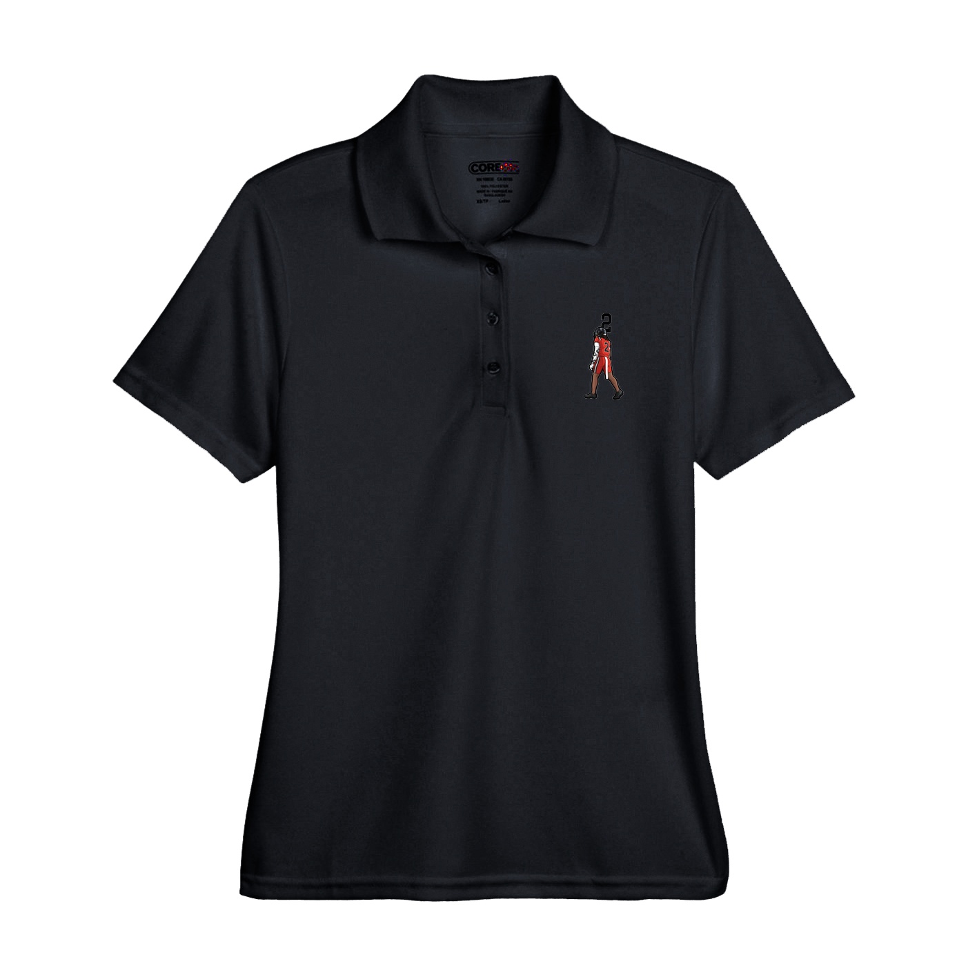 Womens Performance Polo — Number Top in Black