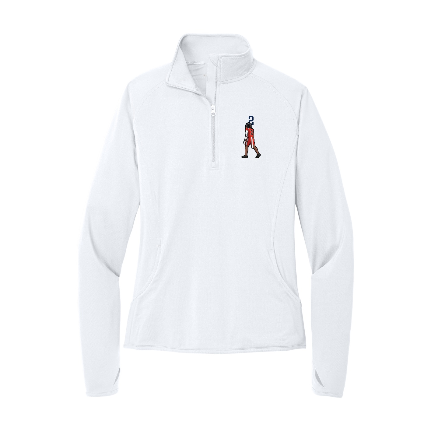 Women's Q-Zip Pullover — Number Top in White