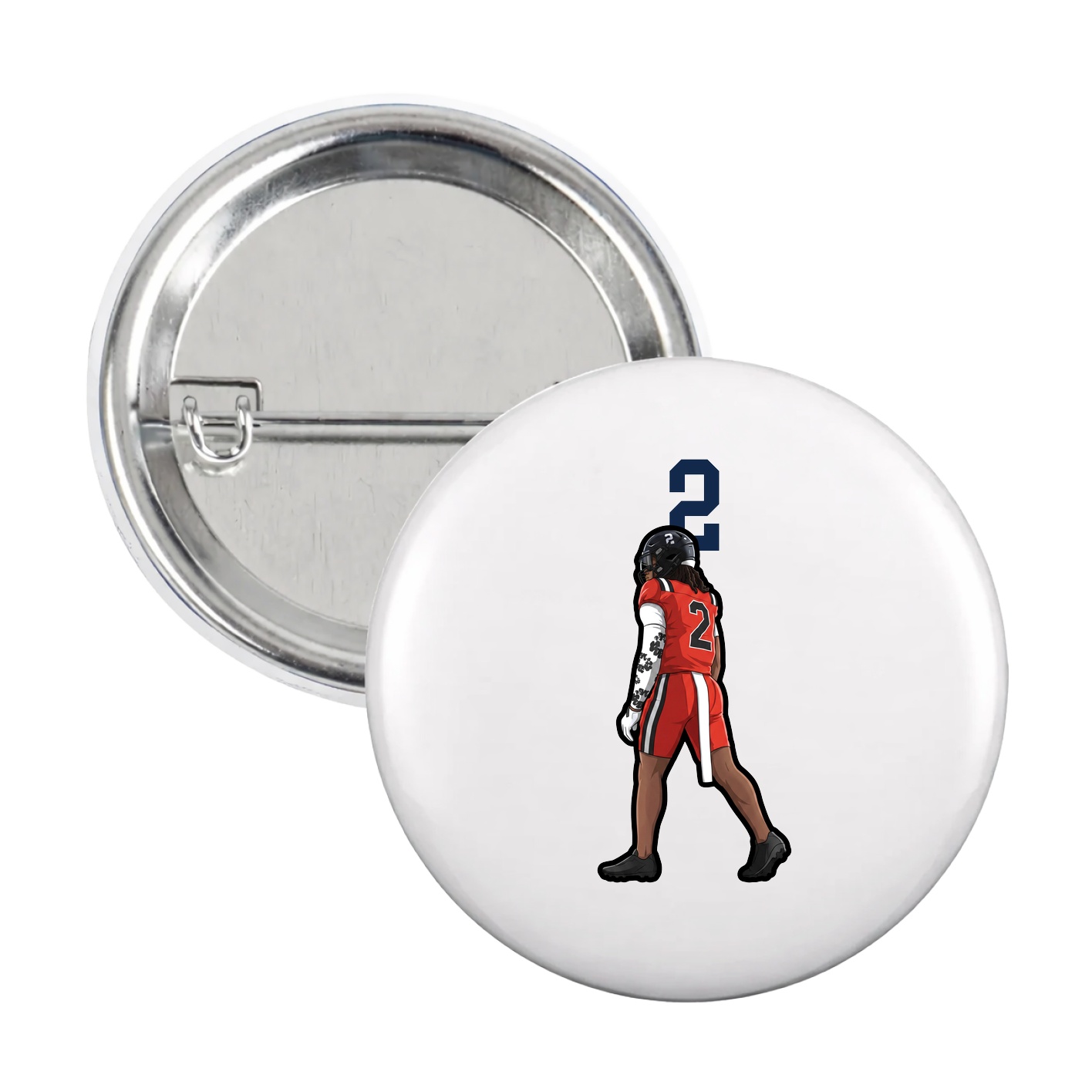 Game Day Button — Number Top in White