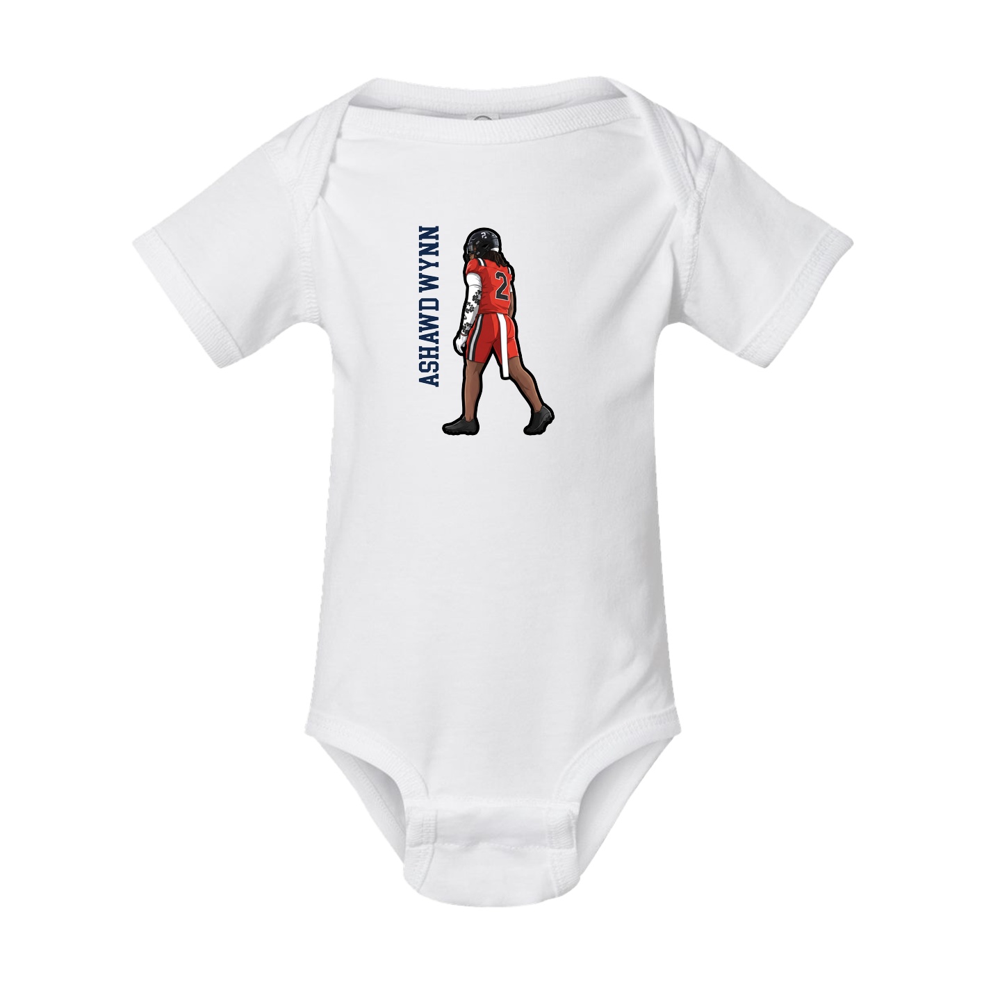 Baby Onesie — Name Vertical in White