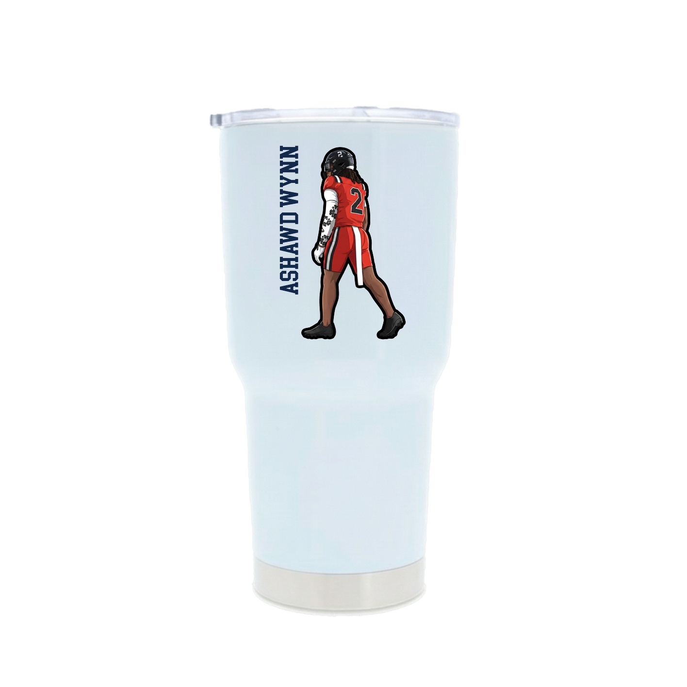 30oz Stainless Steel Tumbler — Name Vertical in White