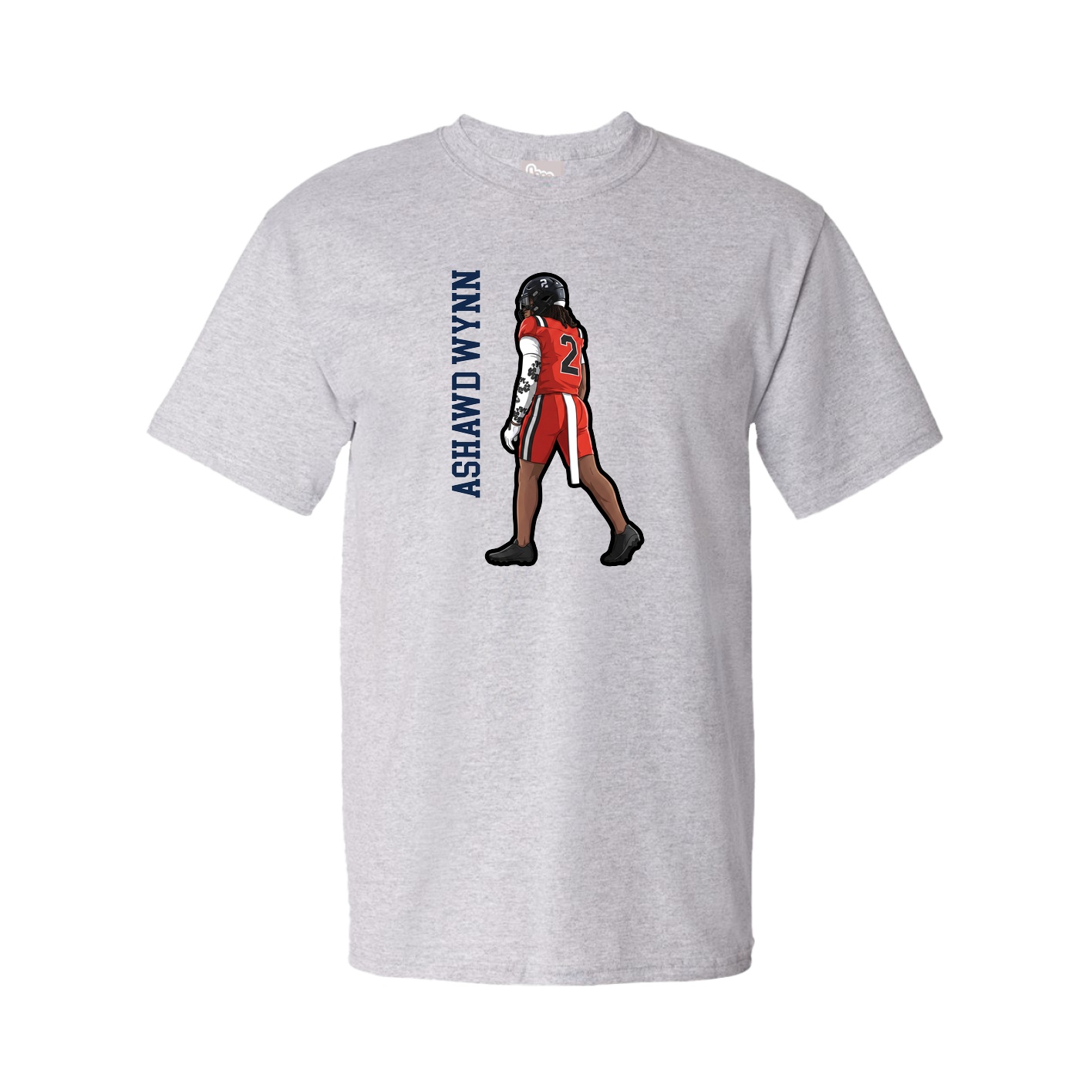 Youth Tee — Name Vertical in Grey