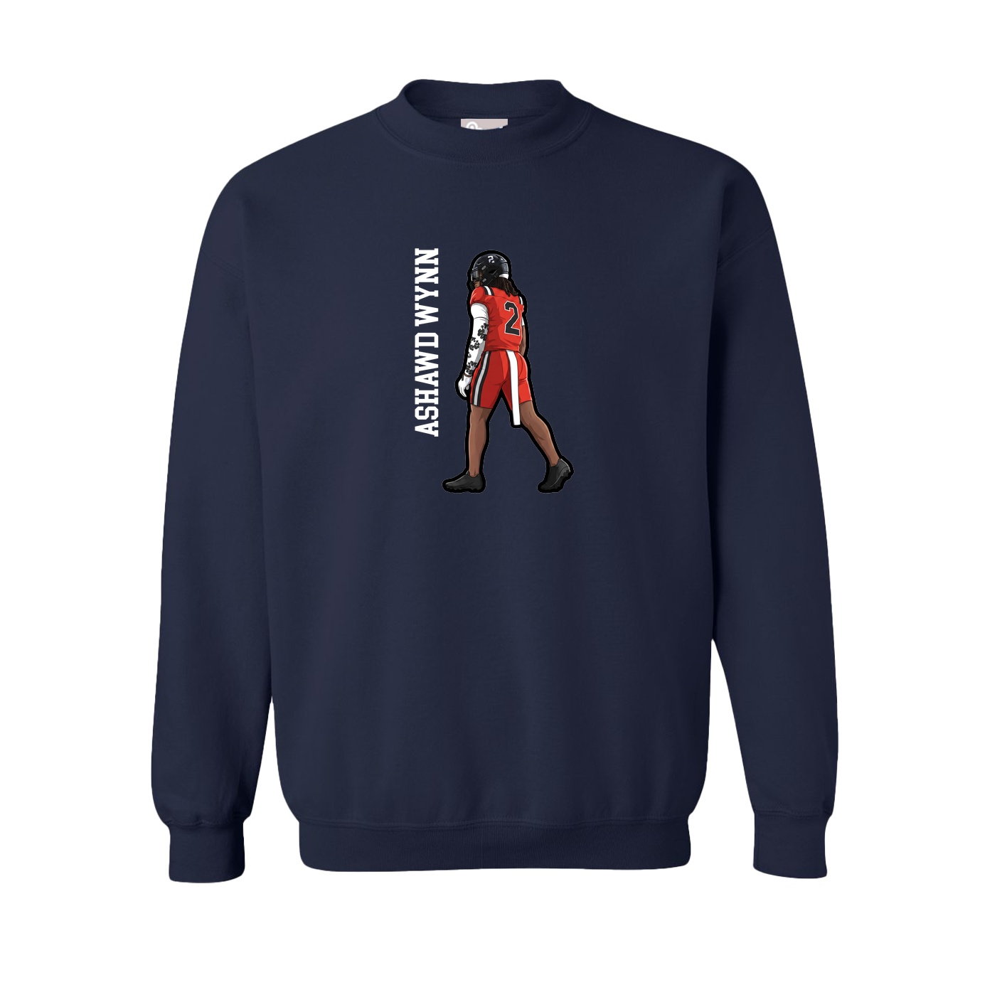 Fleece Crew — Name Vertical in Navy