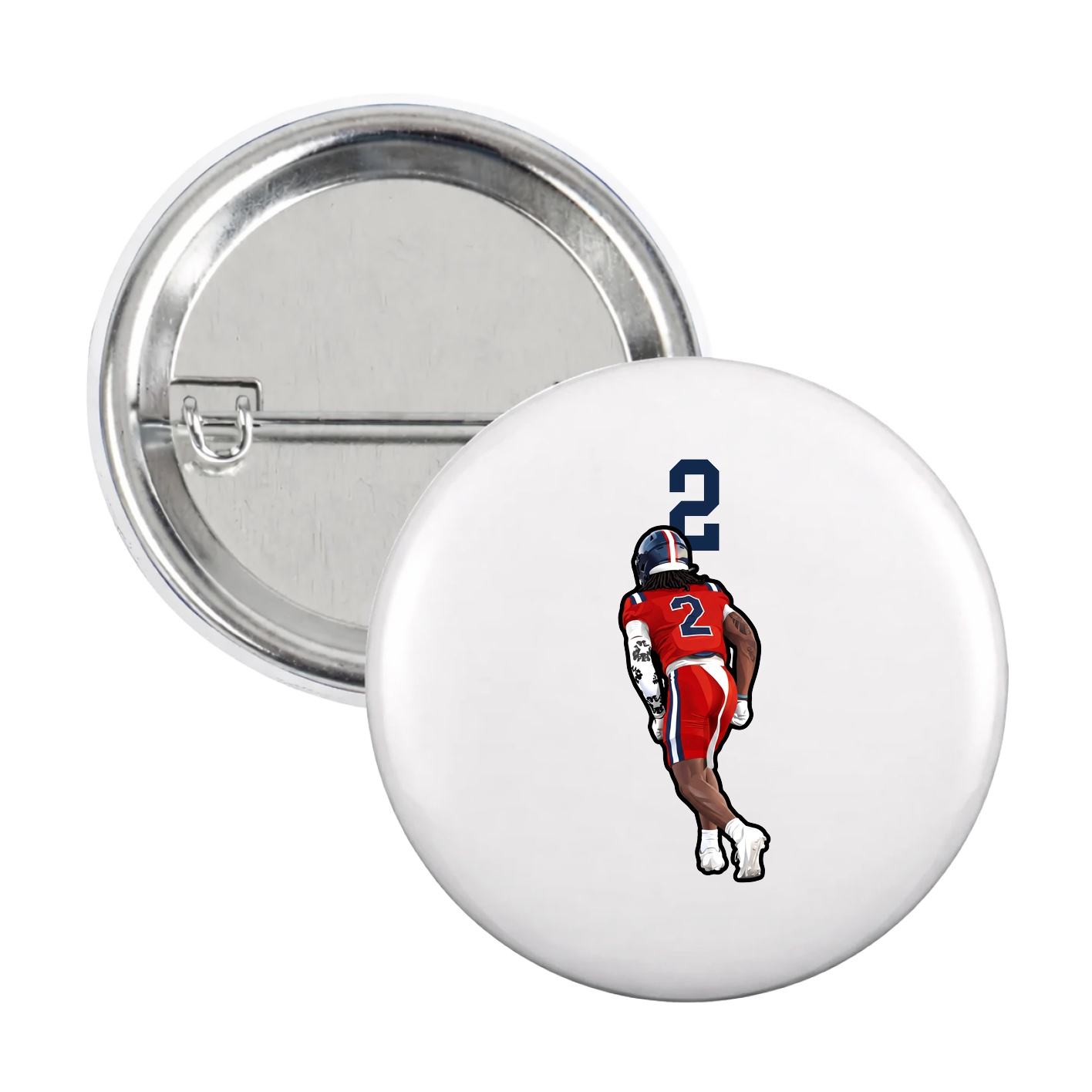 Game Day Button — Number Top in White