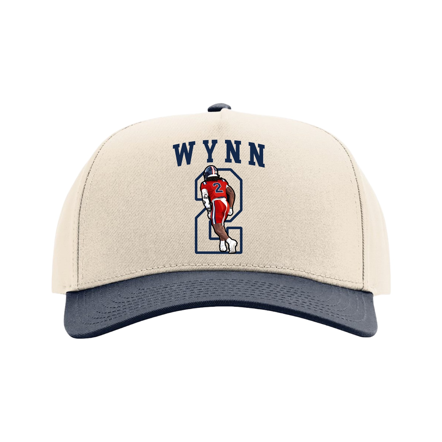 Full Fabric Five-Panel Champ Cap — Shirsey in Cream/Navy