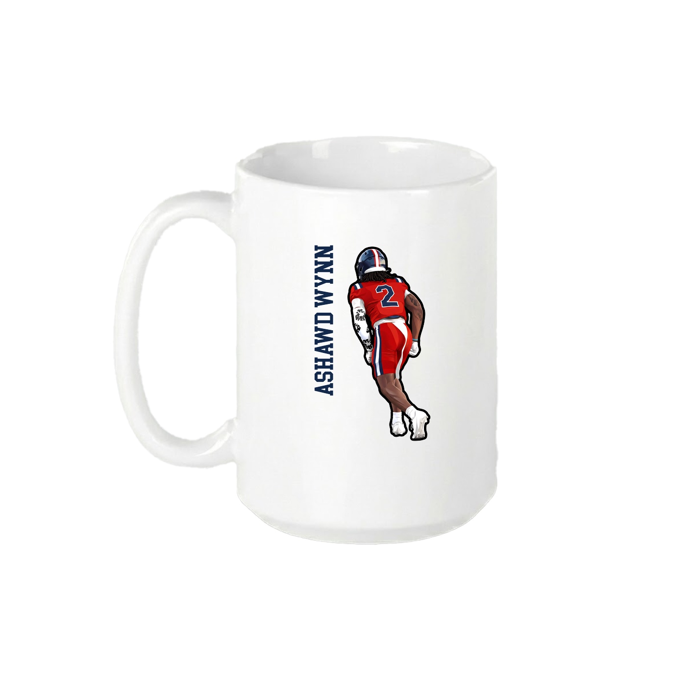15oz Coffee Mug — Name Vertical in White