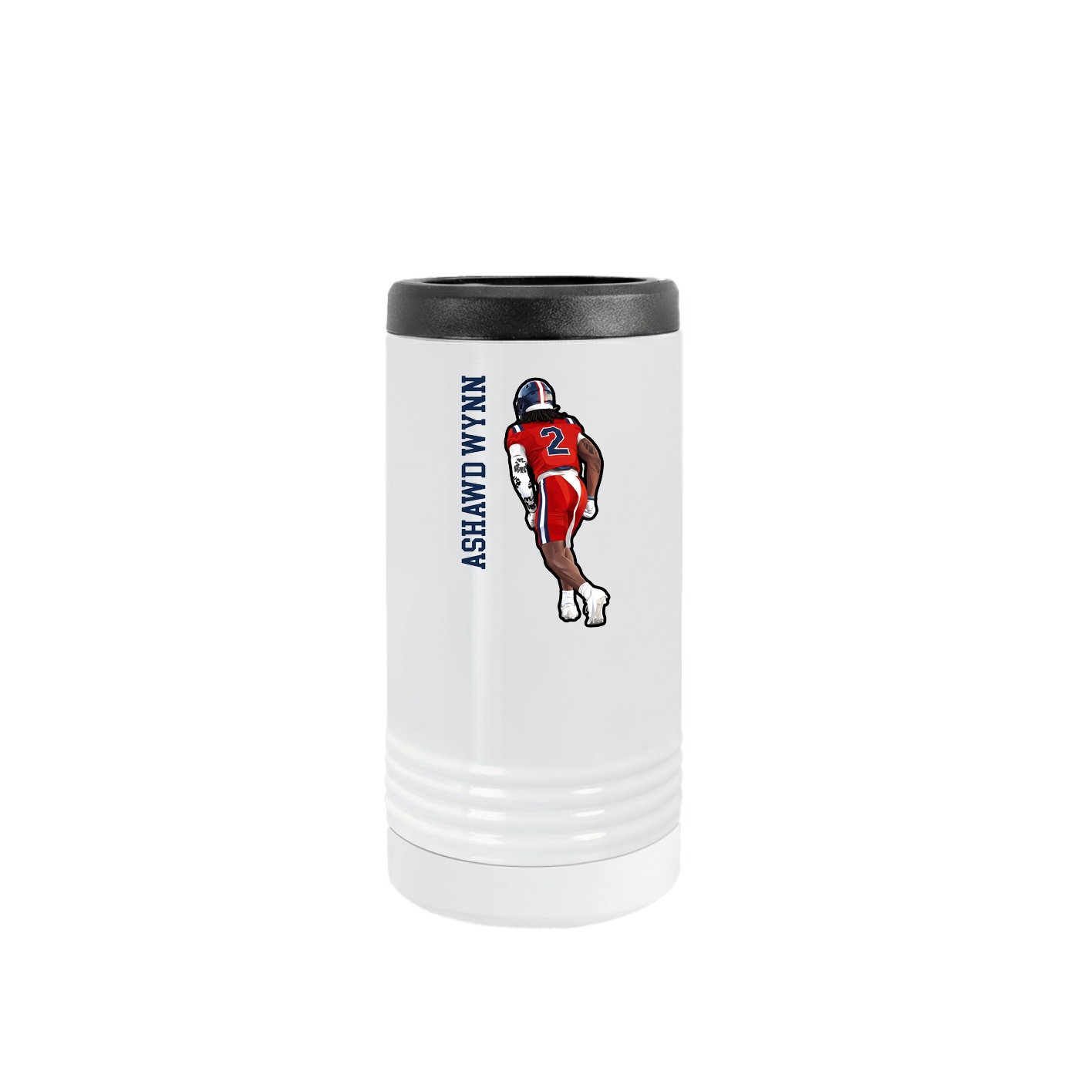 Slim Beverage Holder — Name Vertical in White