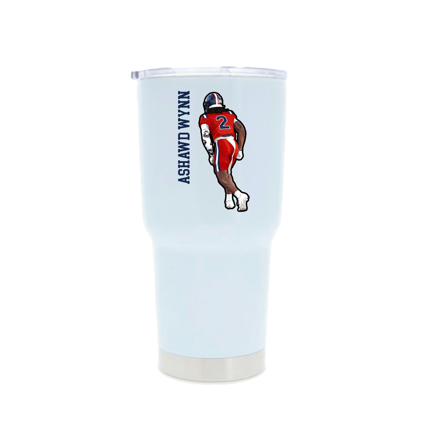 30oz Stainless Steel Tumbler — Name Vertical in White