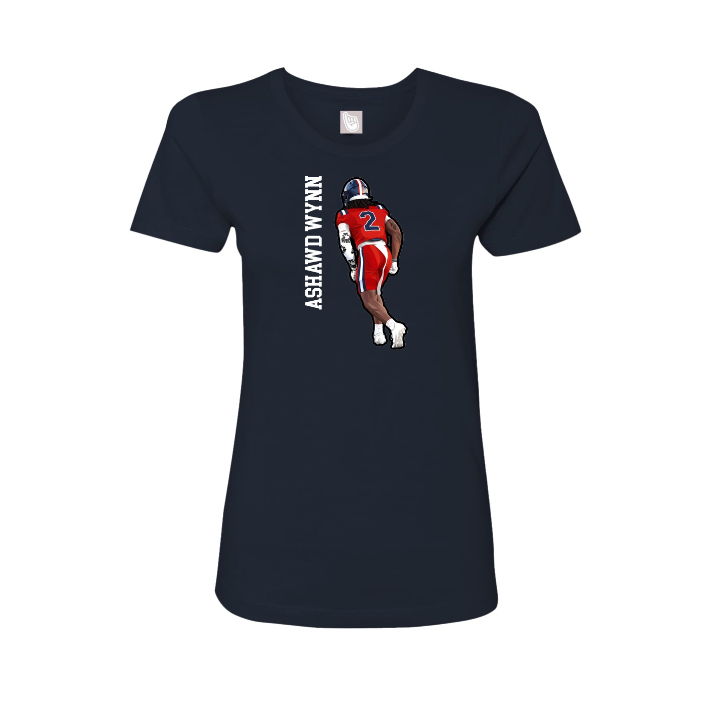 Womens Tee — Name Vertical in Navy
