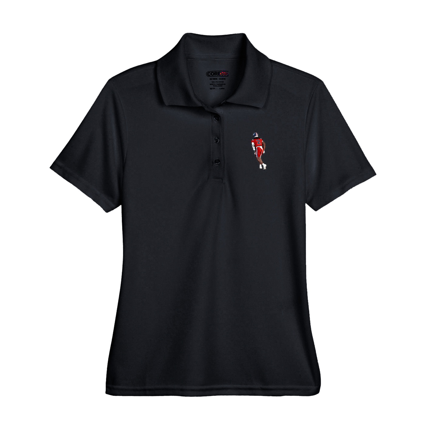 Performance Polo — Name Vertical in Black