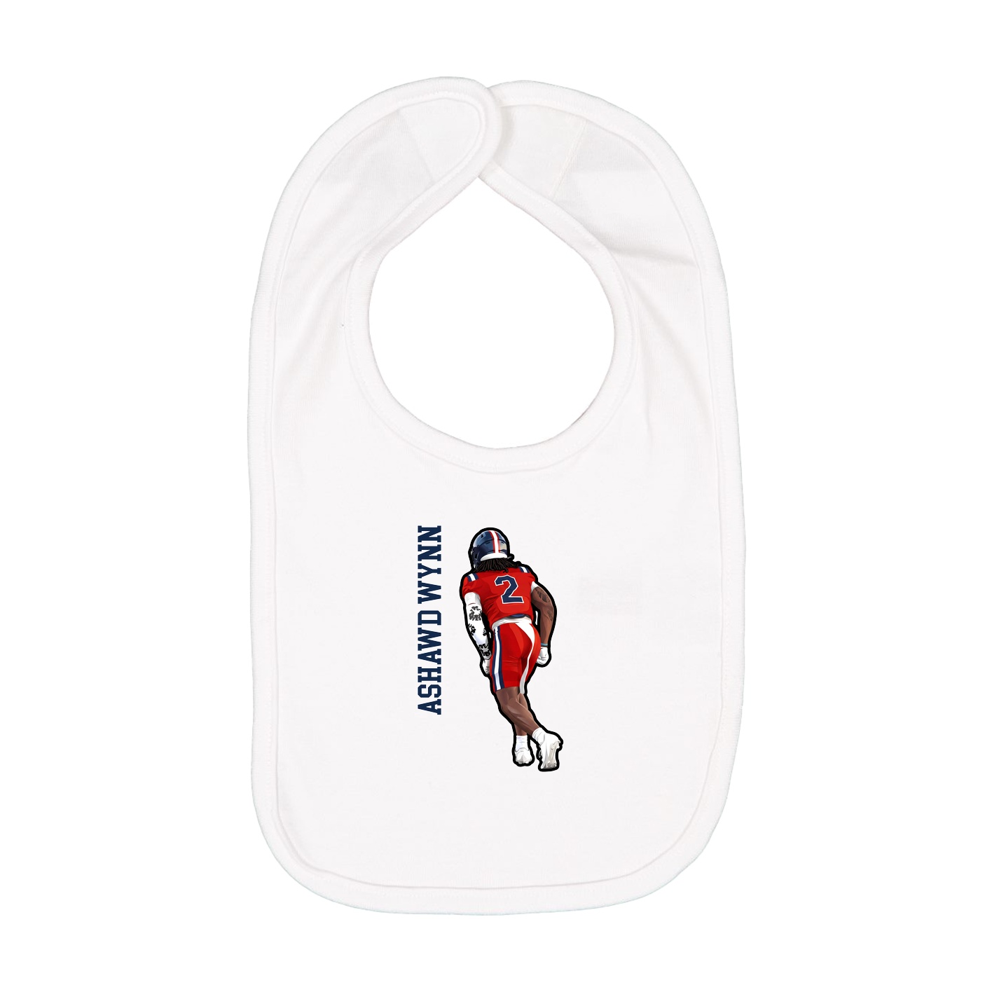 Infant Bib — Name Vertical in White