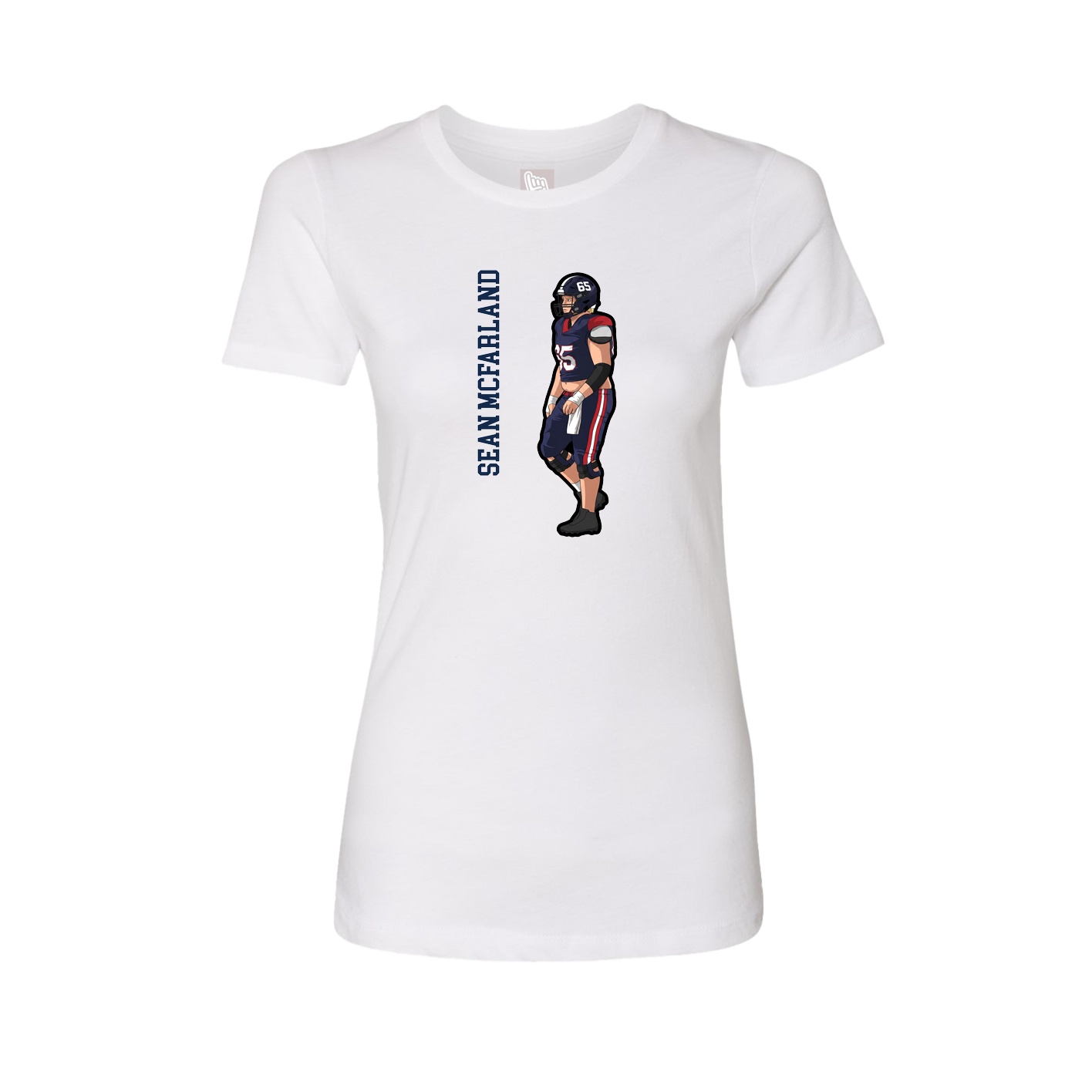Fitted Women's Tee — Name Vertical in White