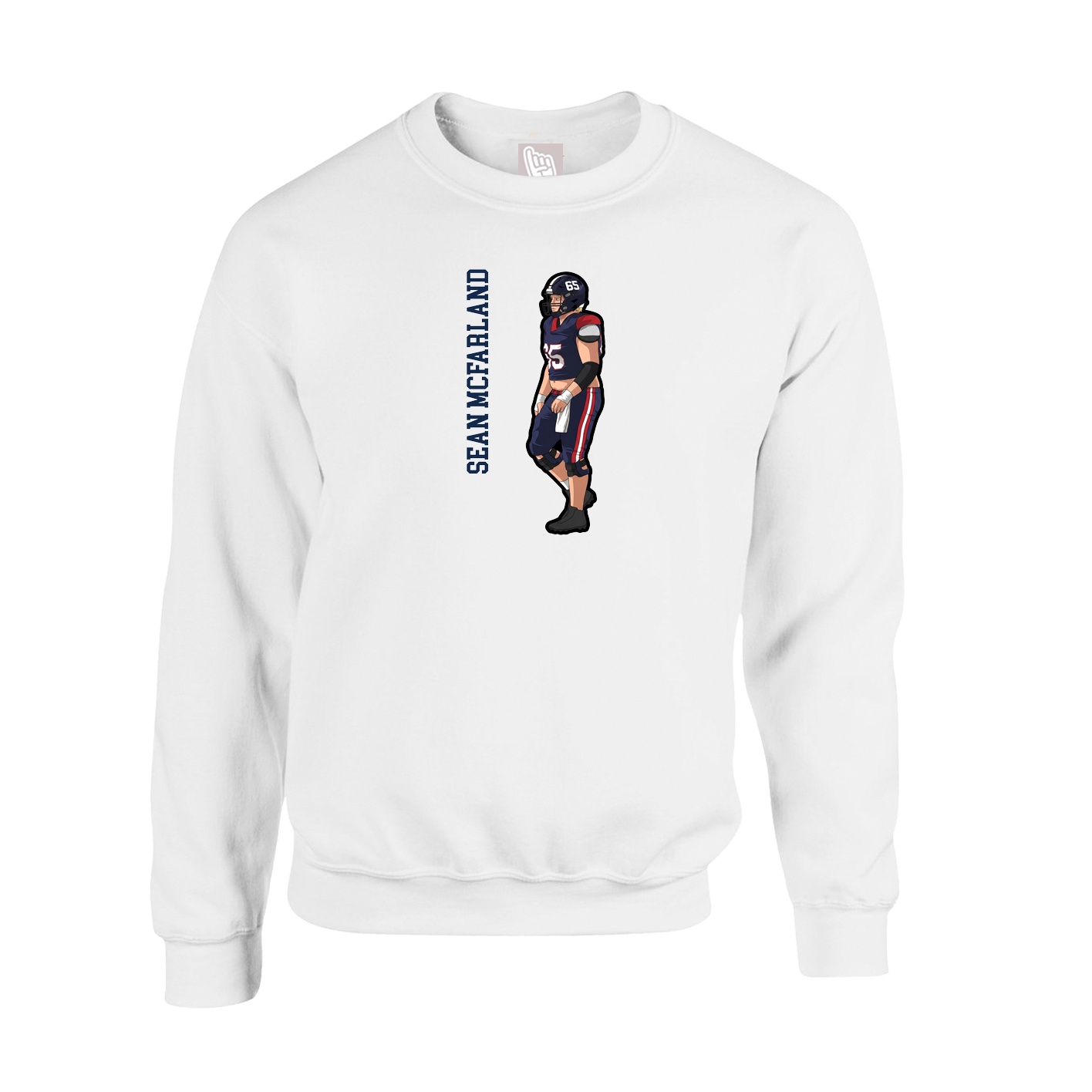 Fleece Crew — Name Vertical in White