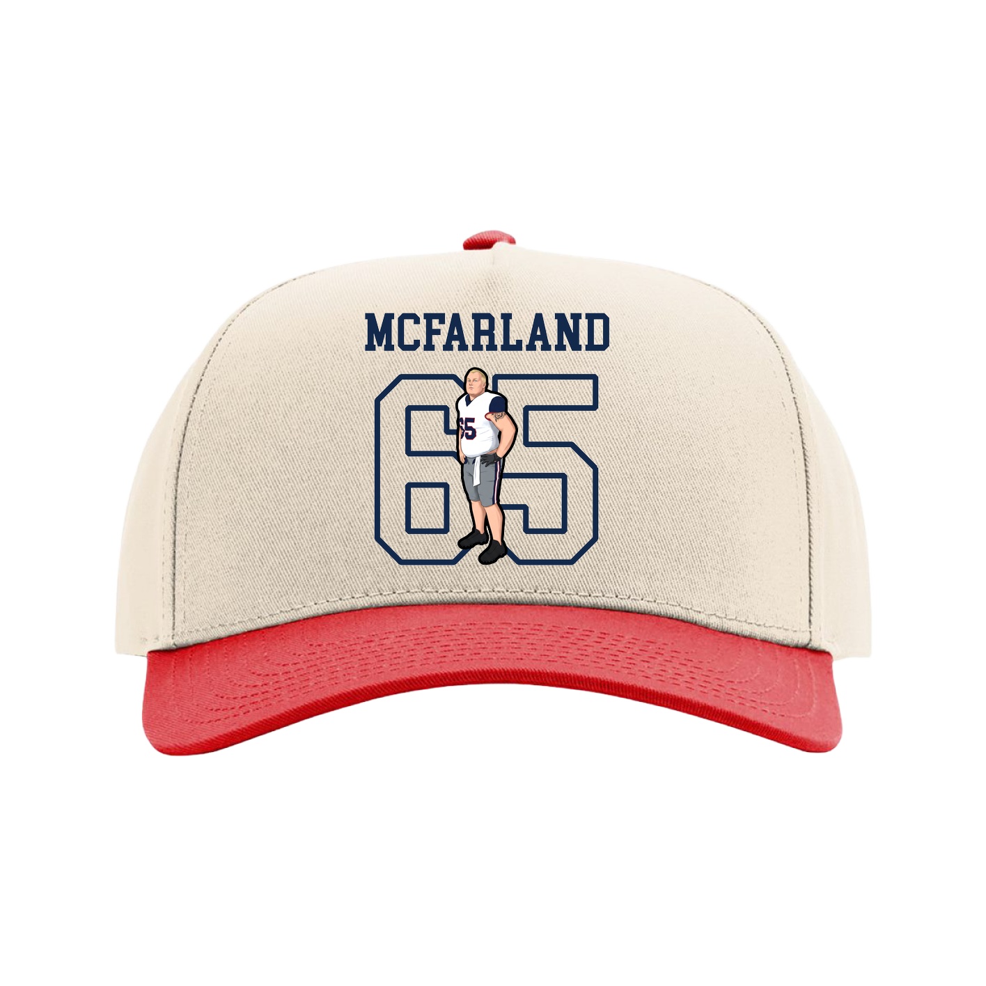 Full Fabric Five-Panel Champ Cap — Shirsey in Cream/Red