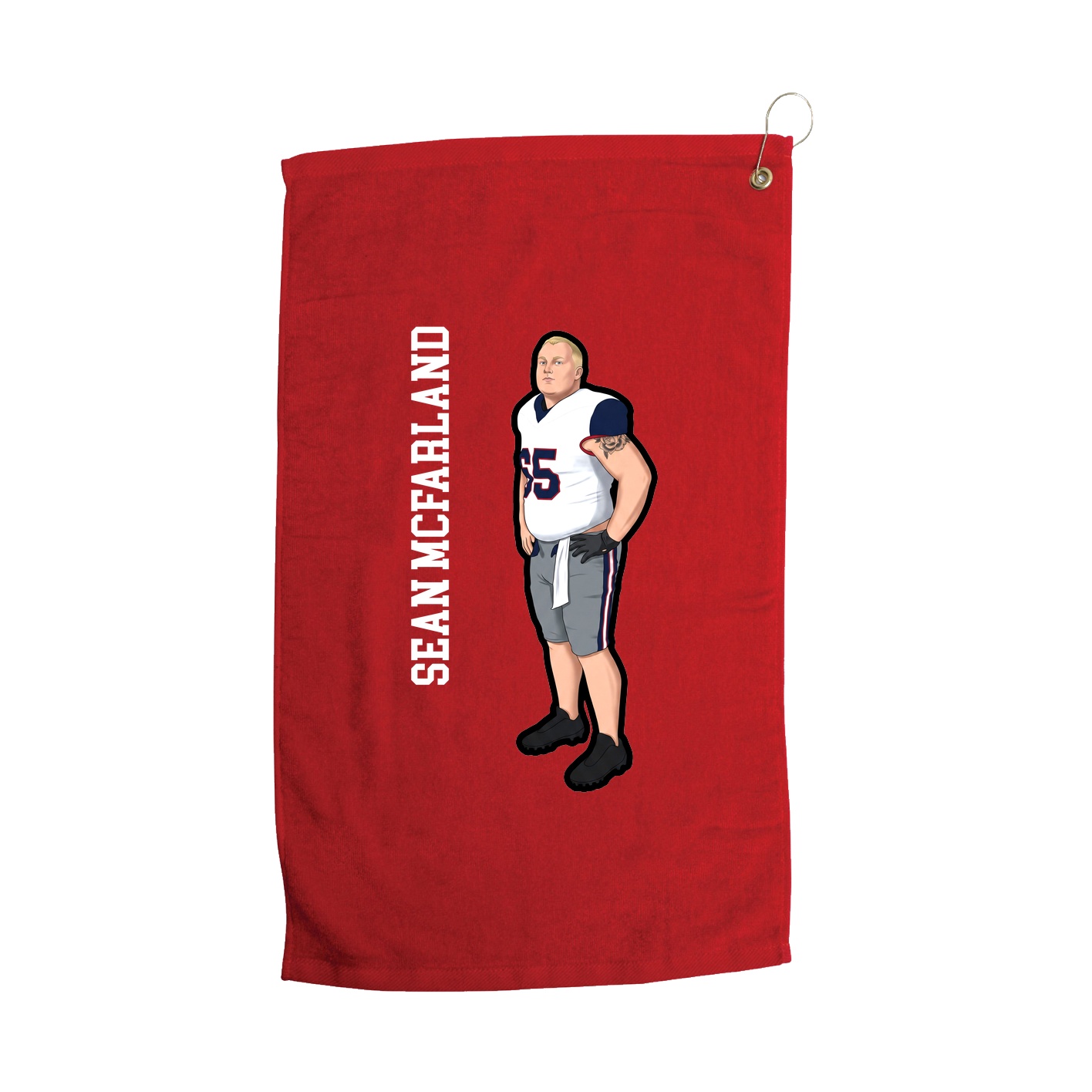 Golf Towel — Name Vertical in Red