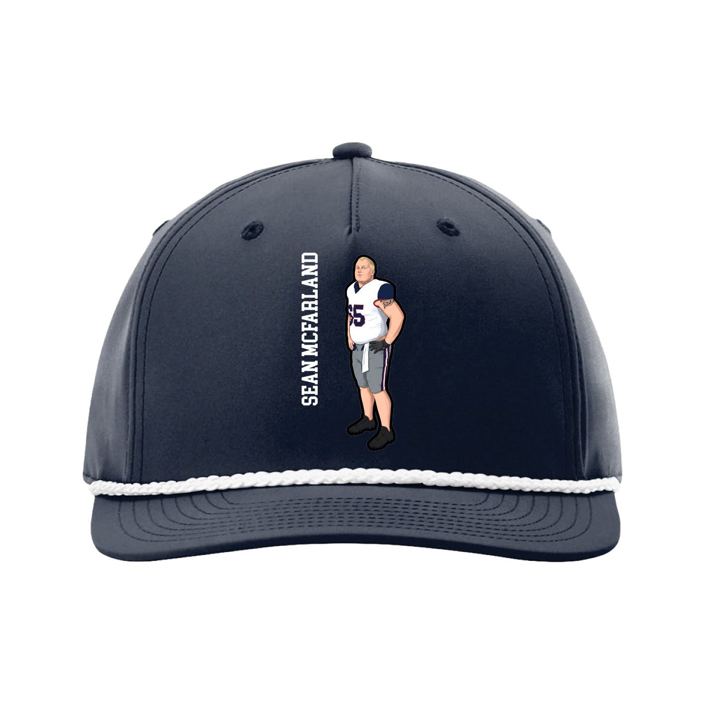Five-Panel Classic Rope Cap — Name Vertical in Navy