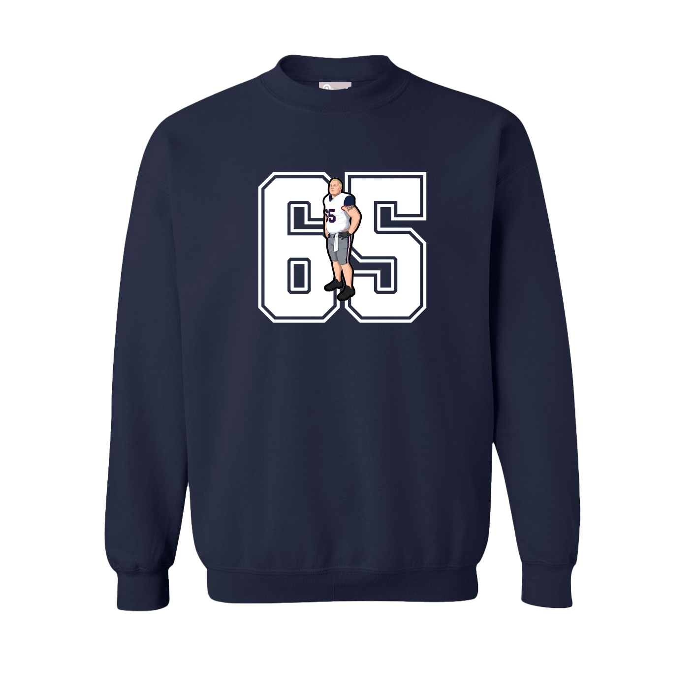 Fleece Crew — Number in Navy