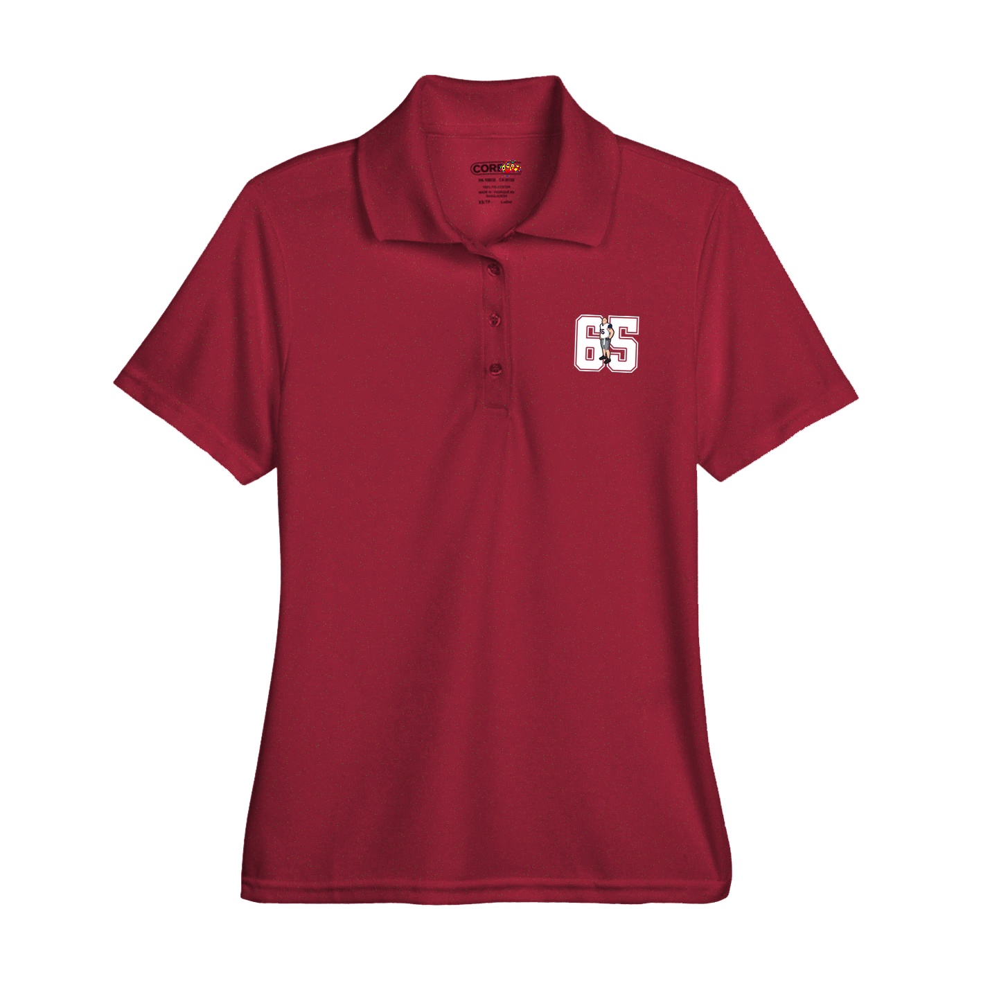 Womens Performance Polo — Number in Red