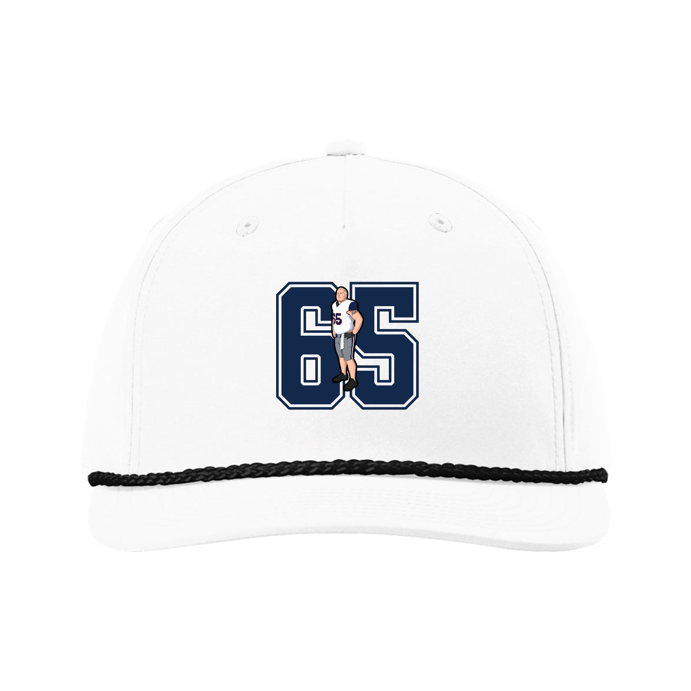 Five-Panel Classic Rope Cap — Number in White