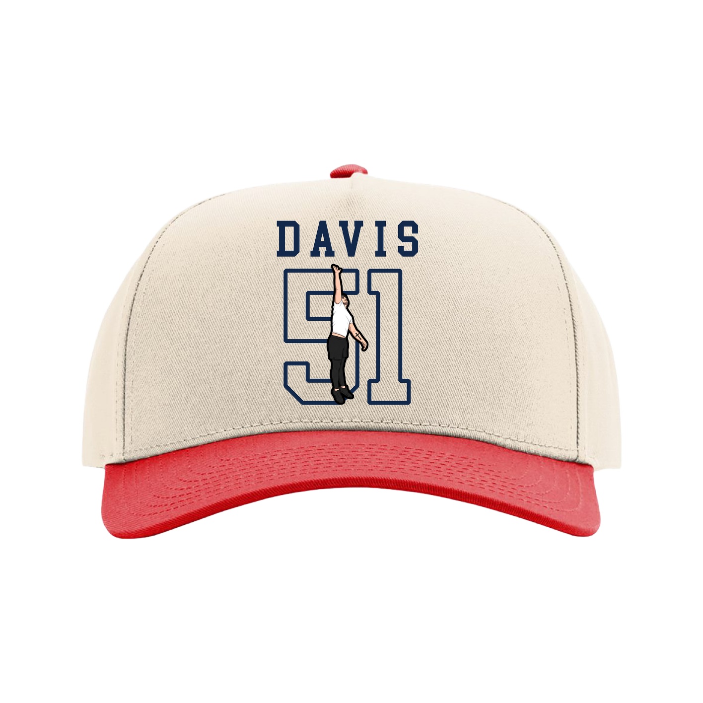 Full Fabric Five-Panel Champ Cap — Shirsey in Cream/Red