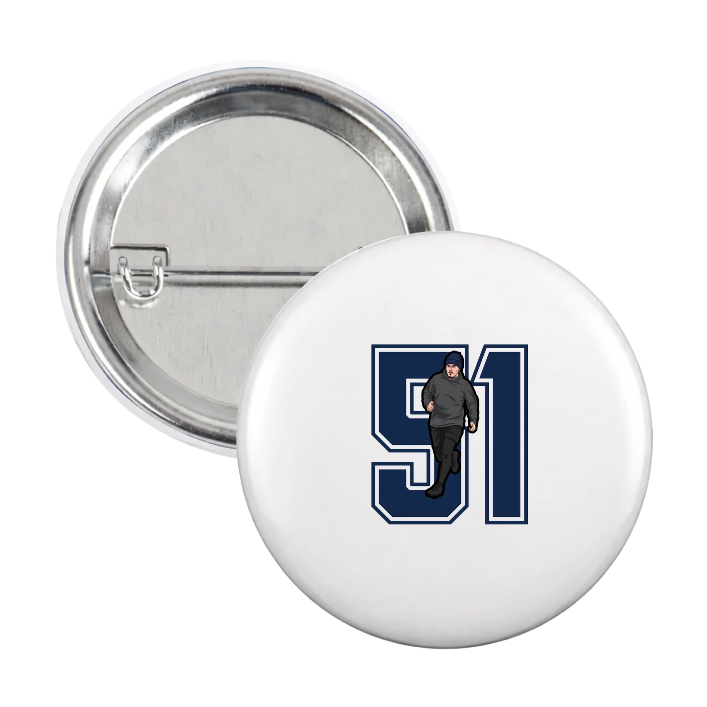 Game Day Button — Number in White