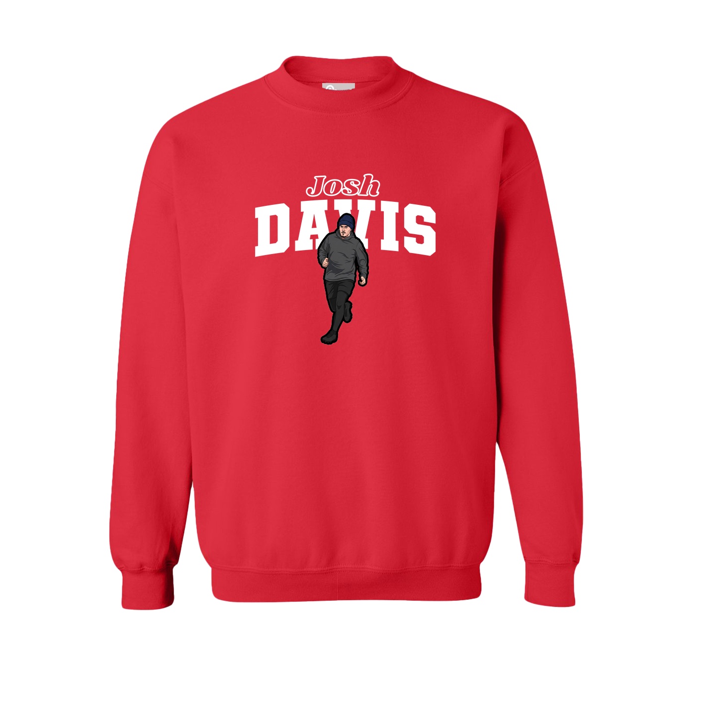 Fleece Crew — Name Arch in Red